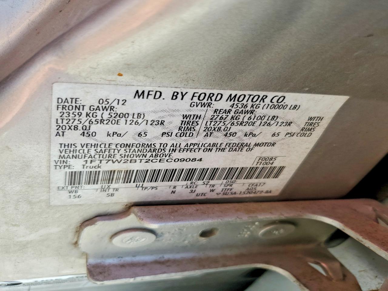 2012 Ford F250 Super Duty White vin: 1FT7W2BT2CEC09084