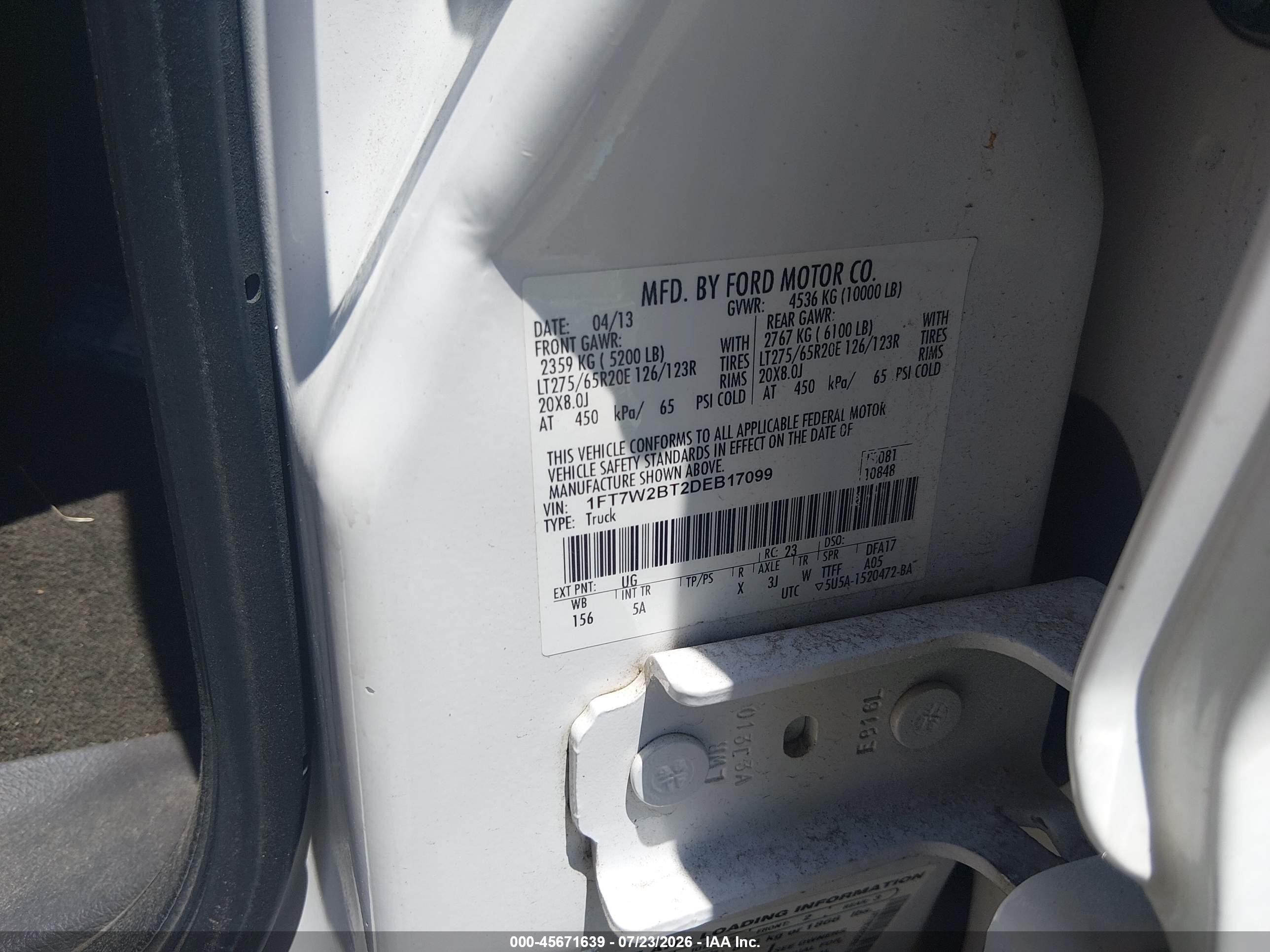 2013 Ford Super Duty F-250 Srw Lariat Белый vin: 1FT7W2BT2DEB17099