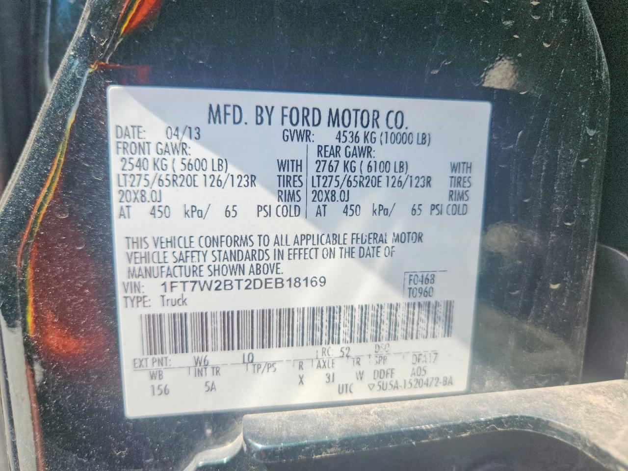 2013 Ford F250 Super Duty Black vin: 1FT7W2BT2DEB18169