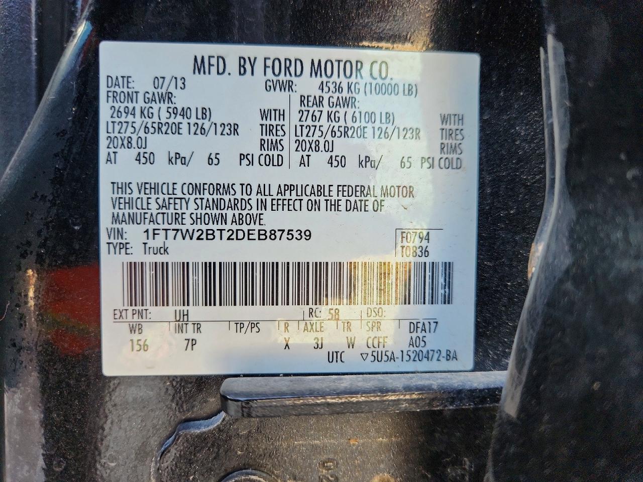 2013 Ford F250 Super Duty Black vin: 1FT7W2BT2DEB87539