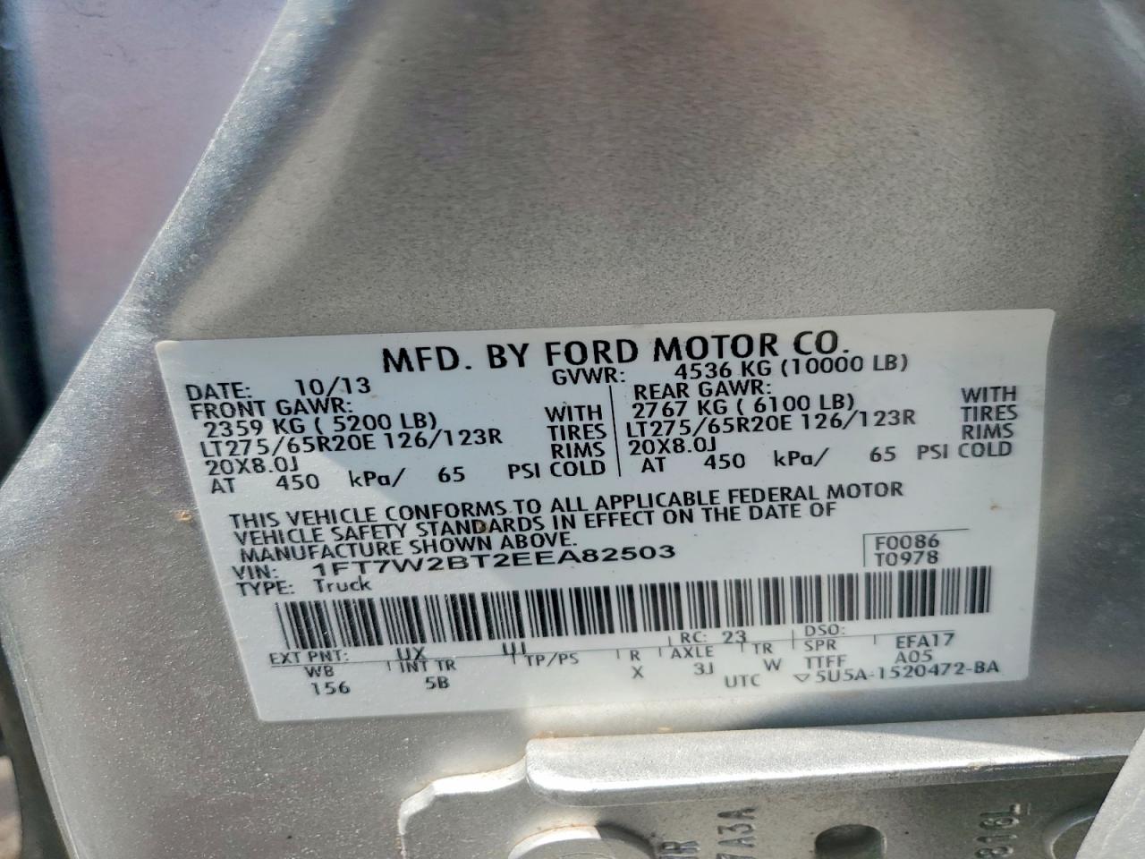2014 Ford F250 Super Duty Silver vin: 1FT7W2BT2EEA82503