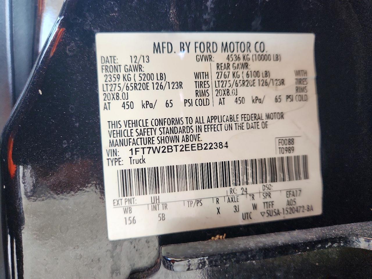 2014 Ford F250 Super Duty Black vin: 1FT7W2BT2EEB22384