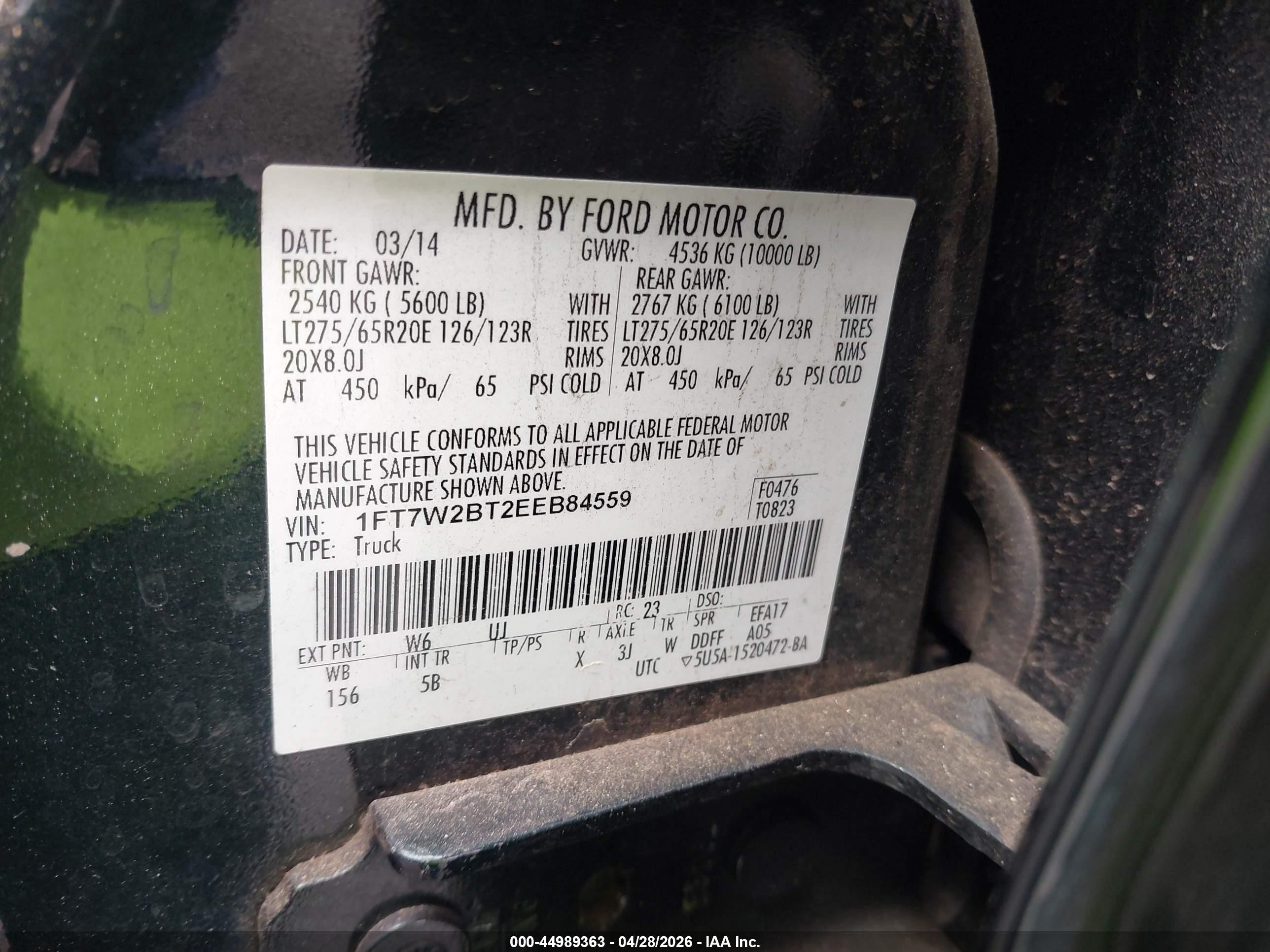 2014 Ford F-250 Lariat Green vin: 1FT7W2BT2EEB84559