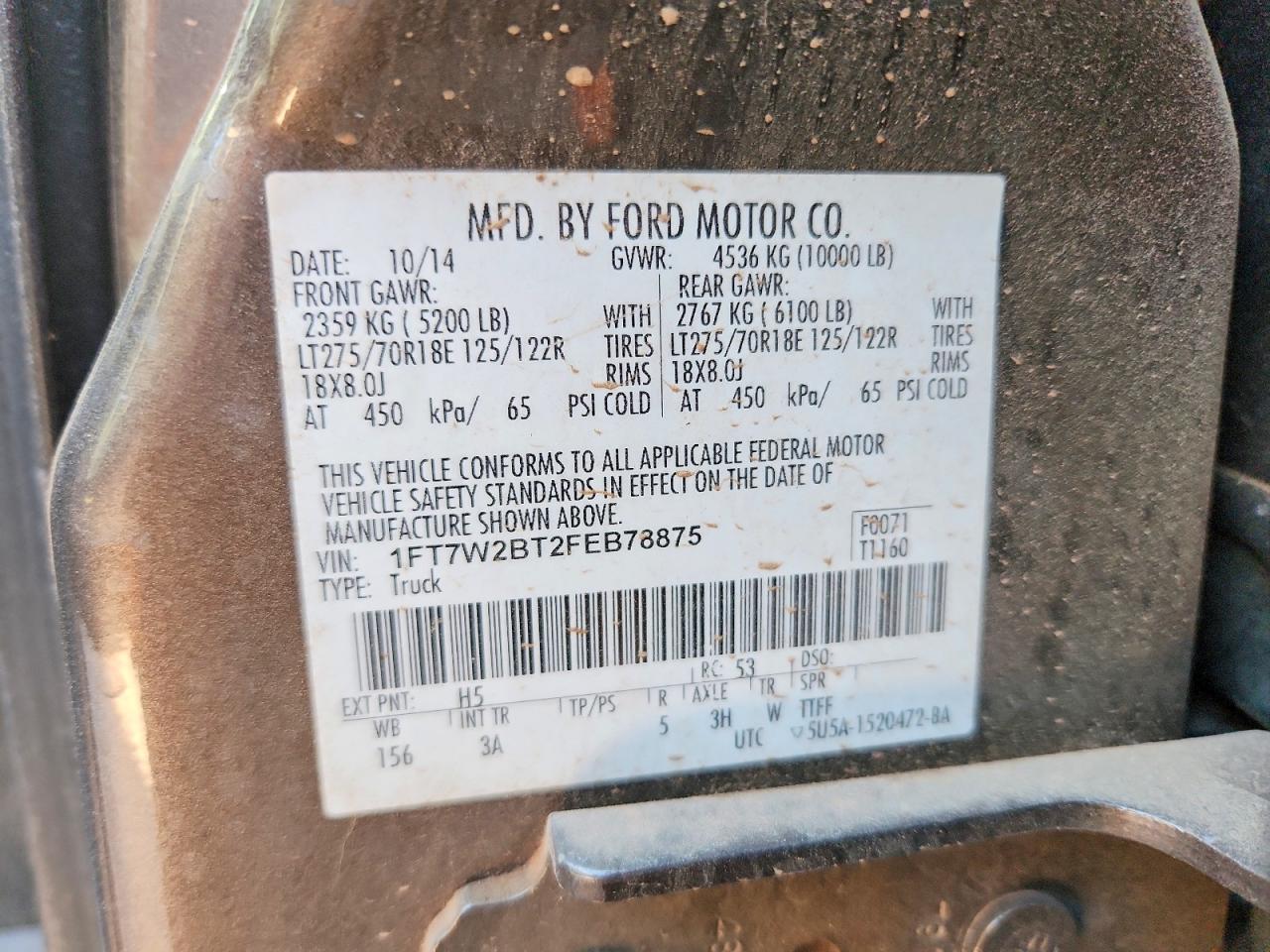 2015 Ford F250 Super Duty Silver vin: 1FT7W2BT2FEB78875