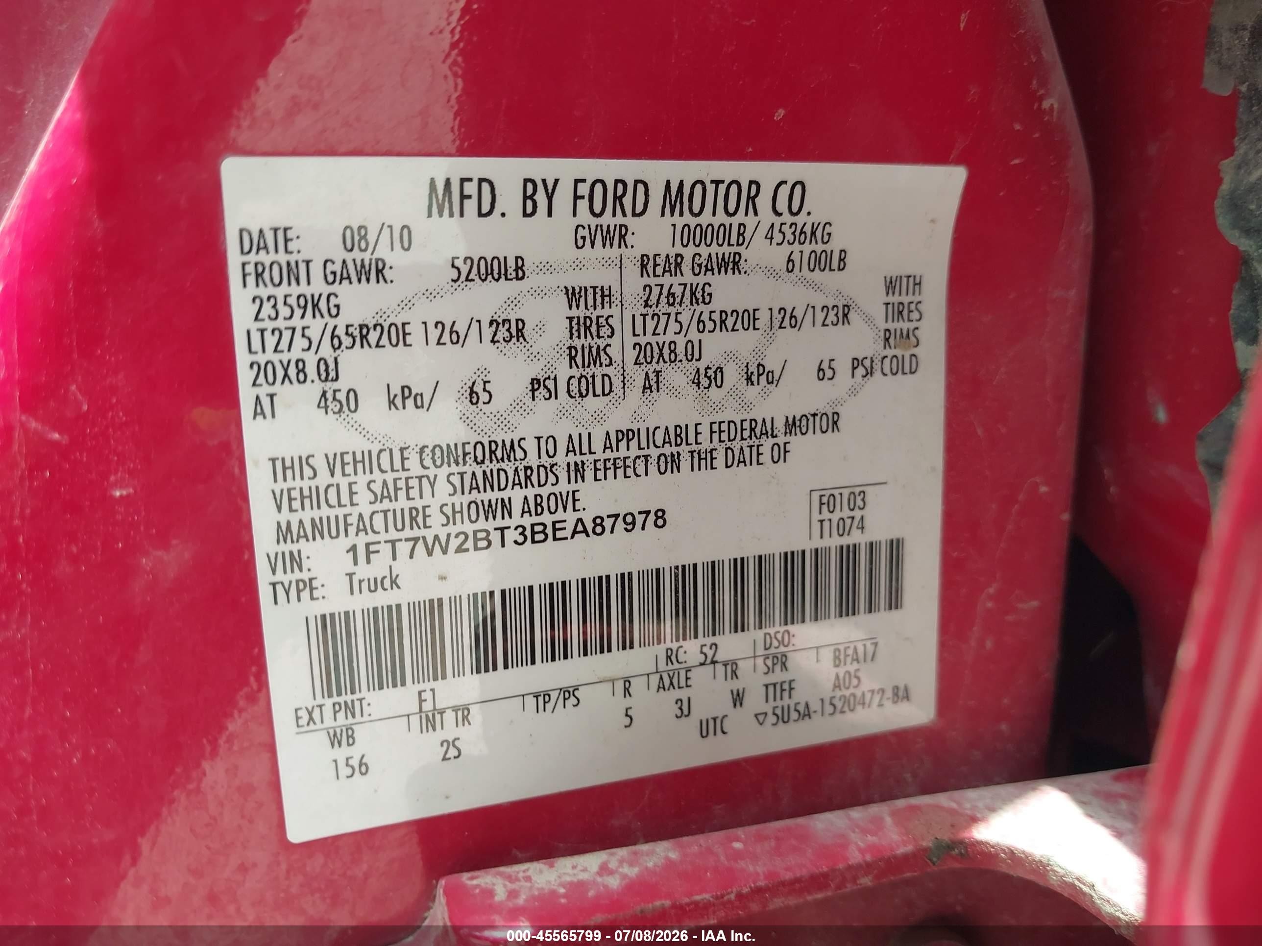 2011 Ford F-250 Xlt Red vin: 1FT7W2BT3BEA87978