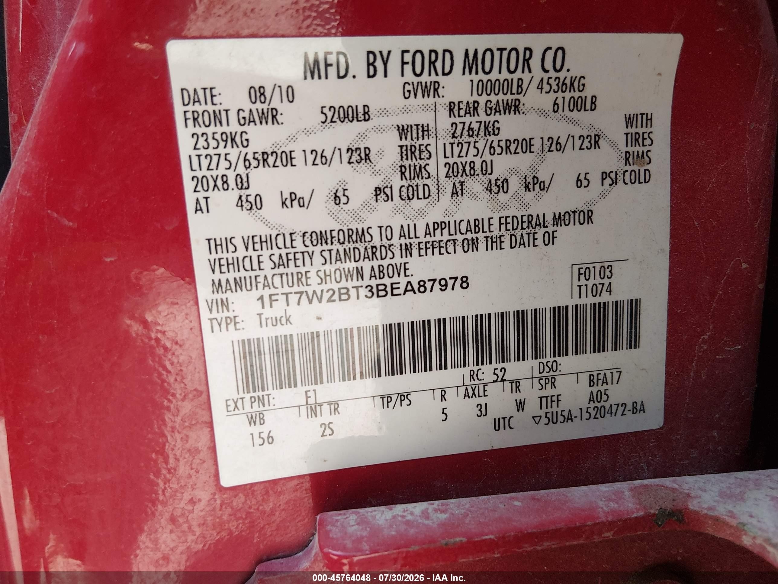 2011 Ford F-250 Xlt Red vin: 1FT7W2BT3BEA87978