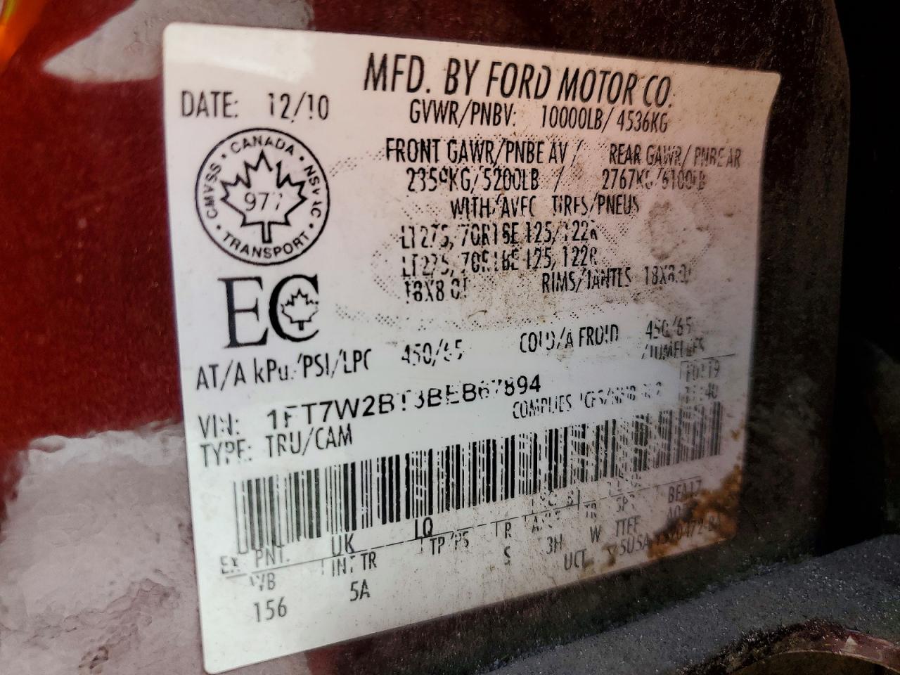 2011 Ford F250 Super Duty Burgundy vin: 1FT7W2BT3BEB67894