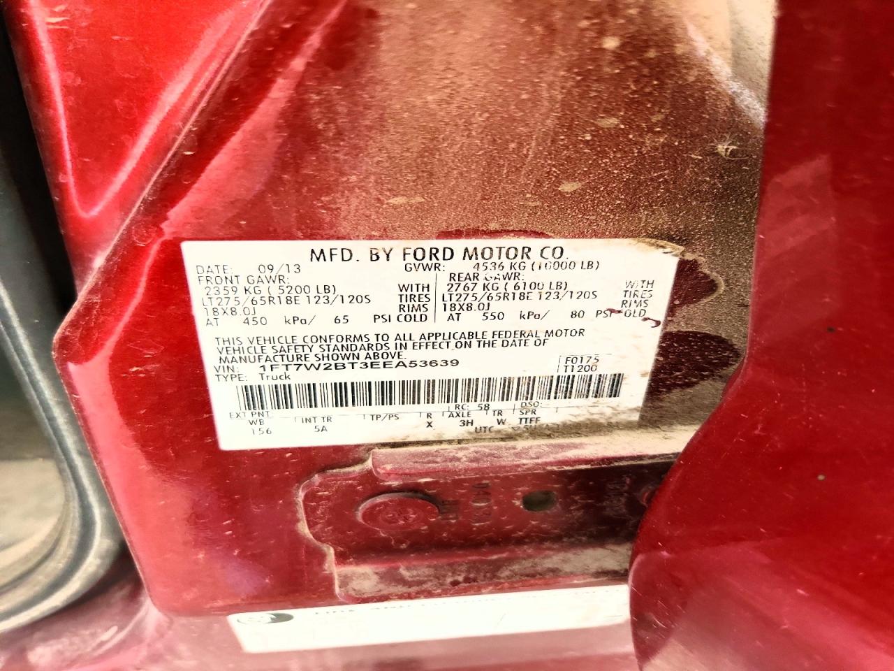 2014 Ford F250 Super Duty Red vin: 1FT7W2BT3EEA53639
