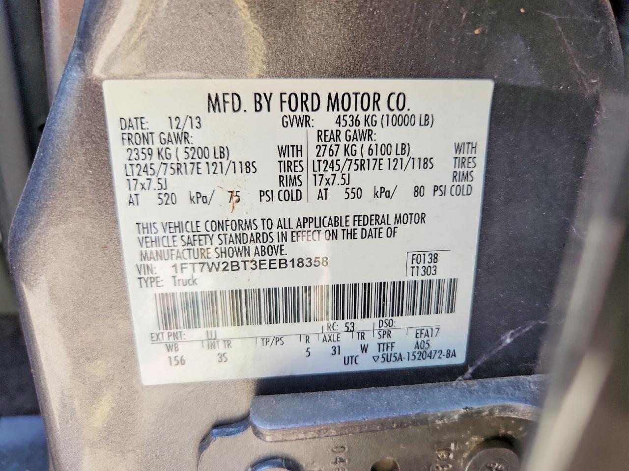 2014 Ford F250 Super Duty Gray vin: 1FT7W2BT3EEB18358