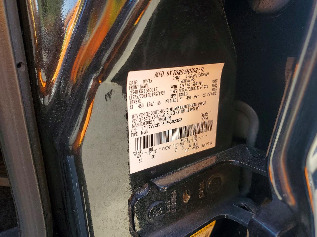 2015 Ford F250 Super Duty Black vin: 1FT7W2BT3FEC92352