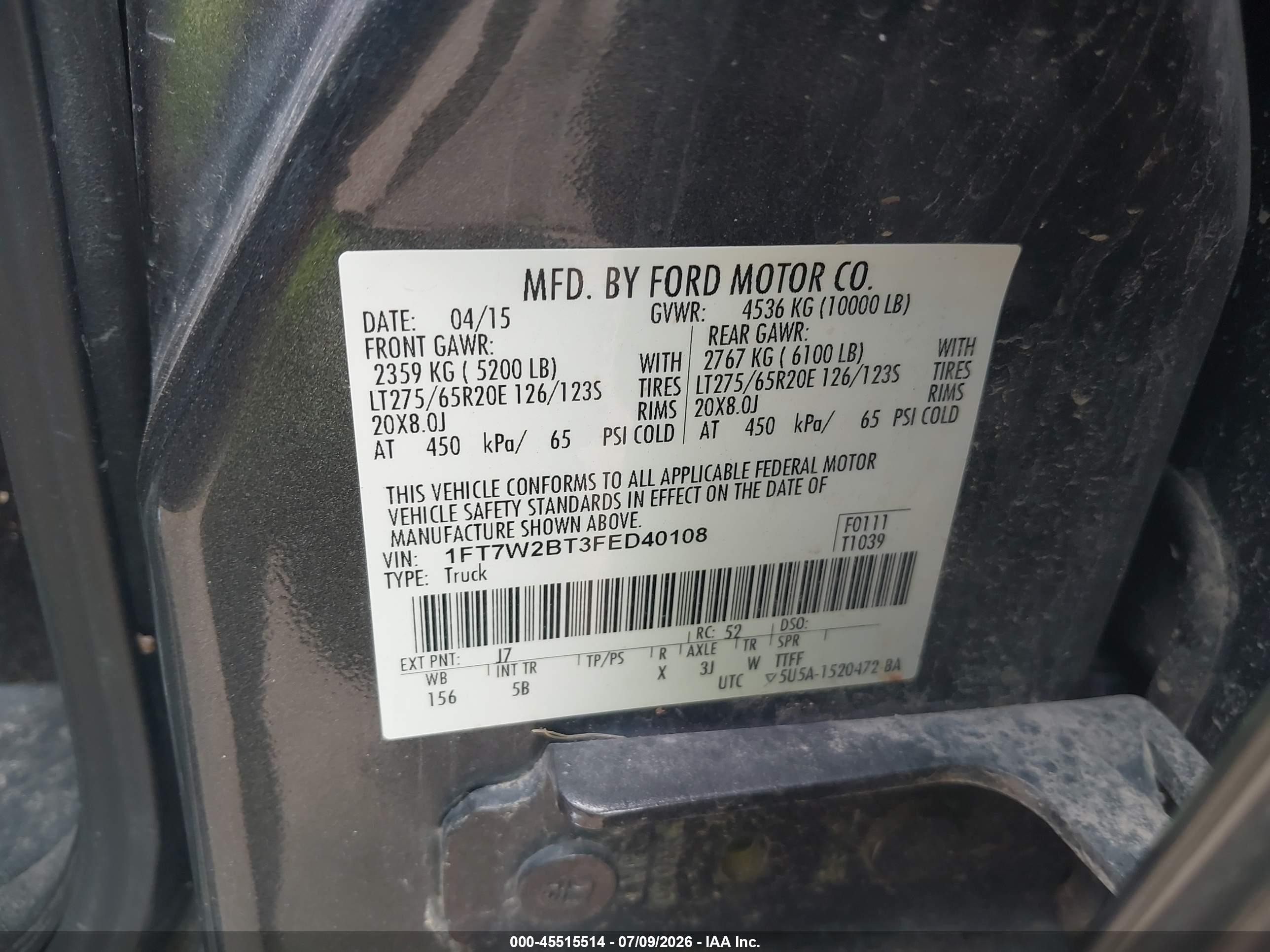 2015 Ford F-250 Lariat Gray vin: 1FT7W2BT3FED40108