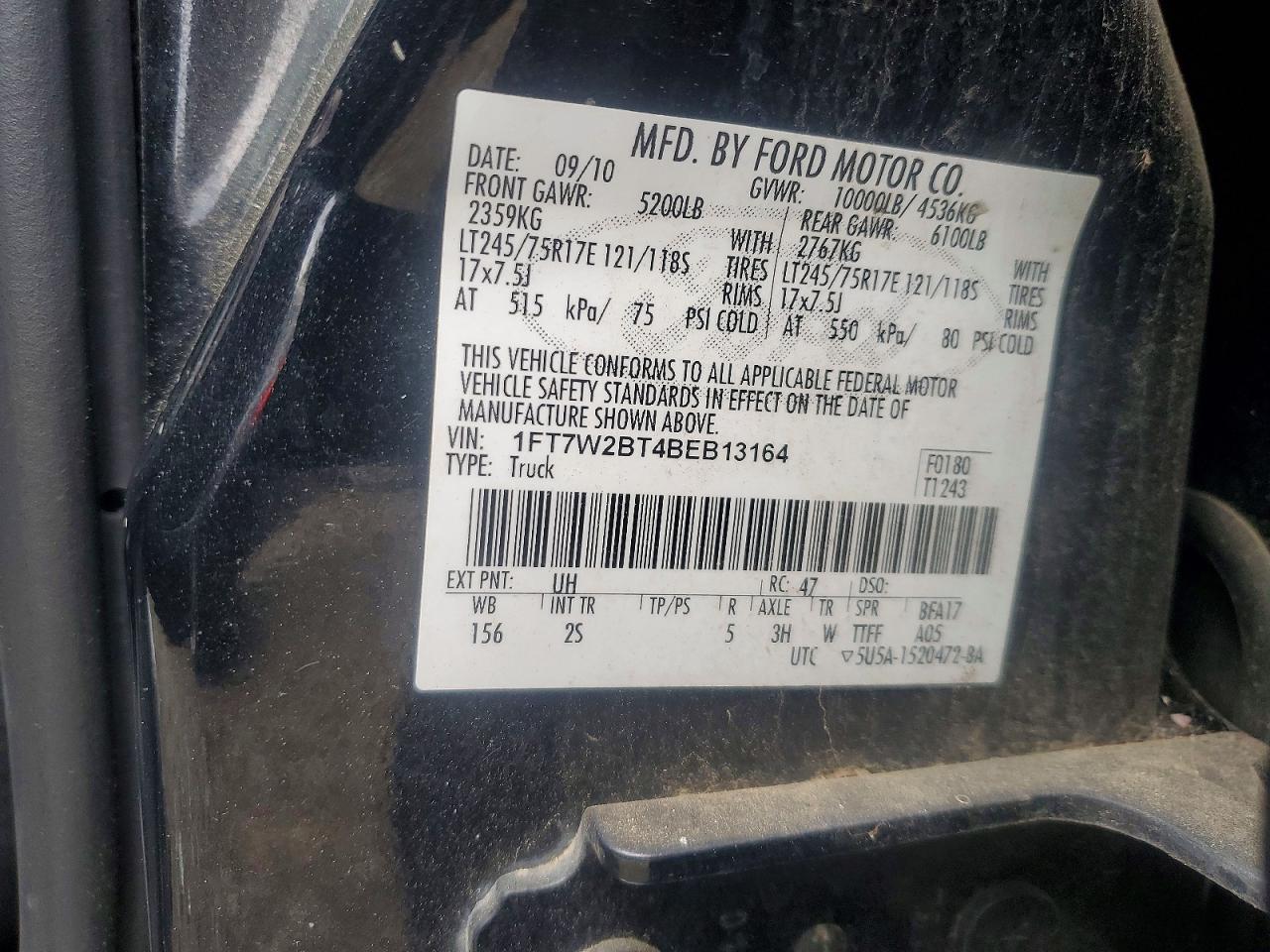 2011 Ford F250 Super Duty Black vin: 1FT7W2BT4BEB13164