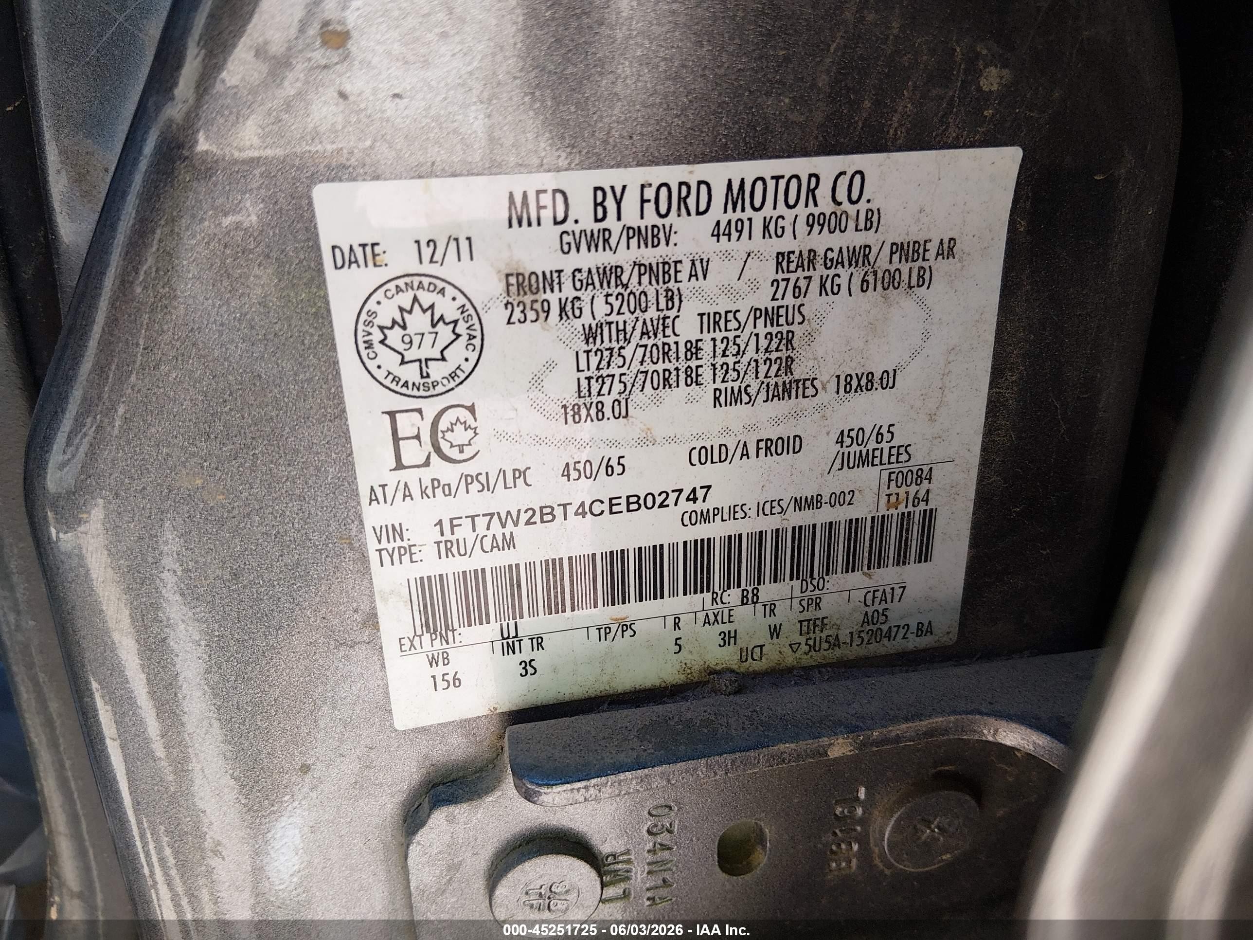 2012 Ford F-250 Xlt Gray vin: 1FT7W2BT4CEB02747