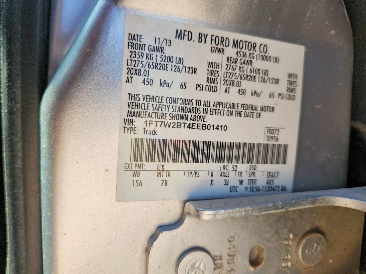 2014 Ford F250 Super Duty Silver vin: 1FT7W2BT4EEB01410