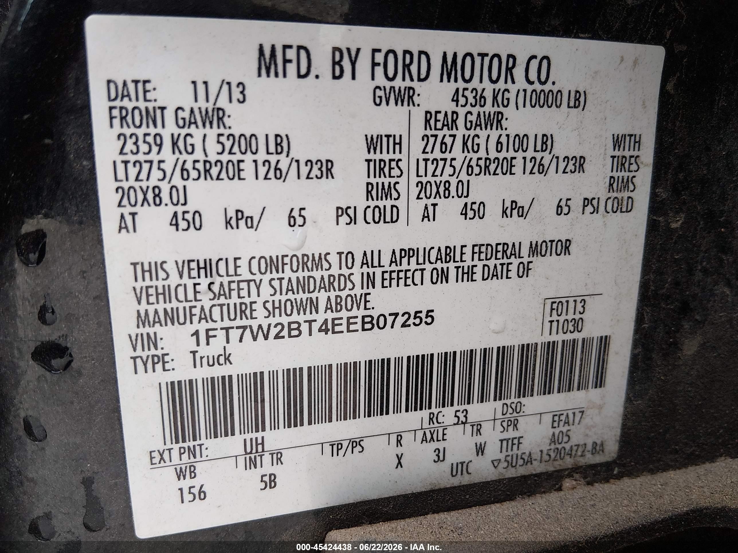 2014 Ford F-250 Lariat Black vin: 1FT7W2BT4EEB07255