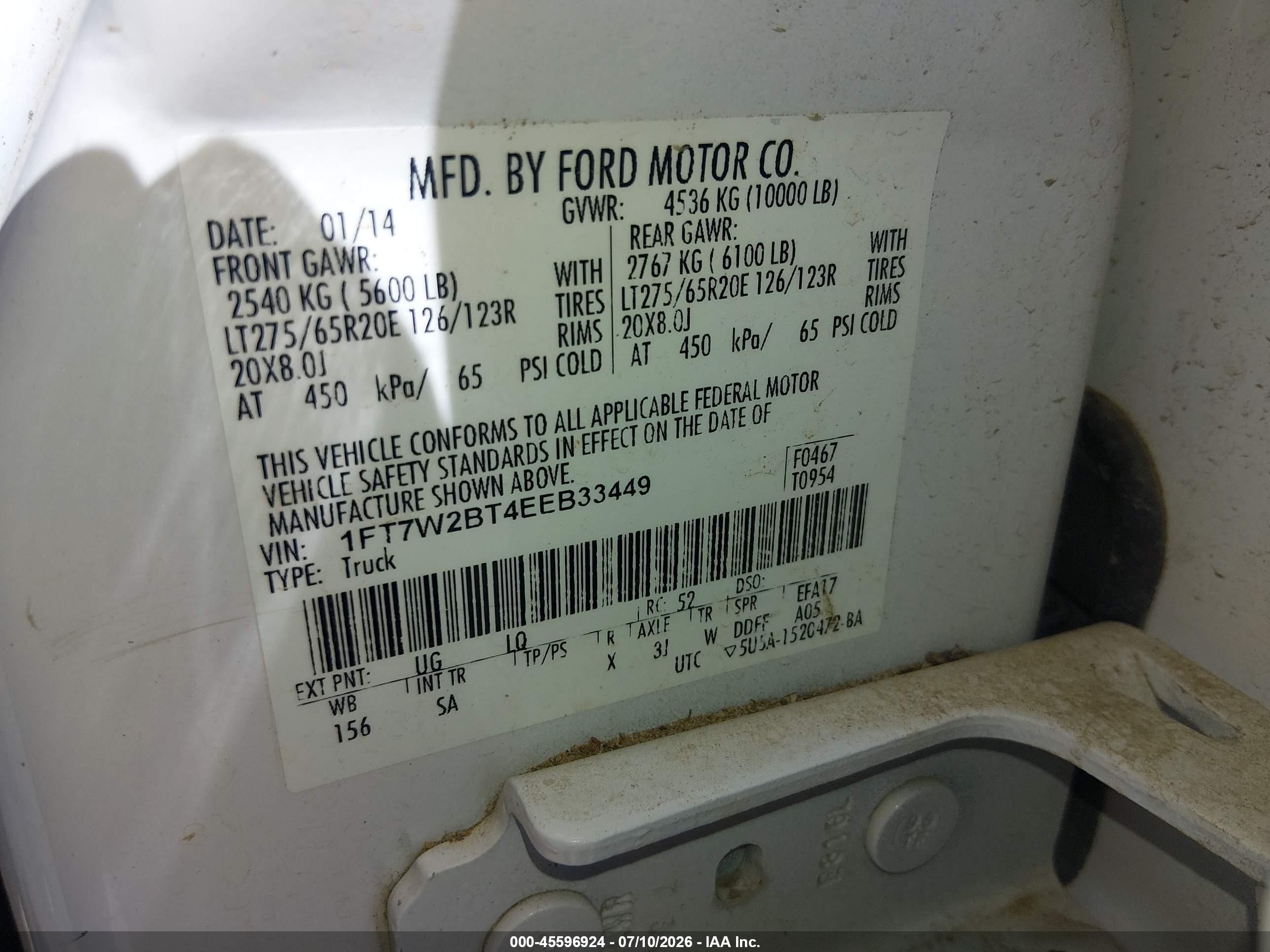 2014 Ford F-250 Lariat Белый vin: 1FT7W2BT4EEB33449