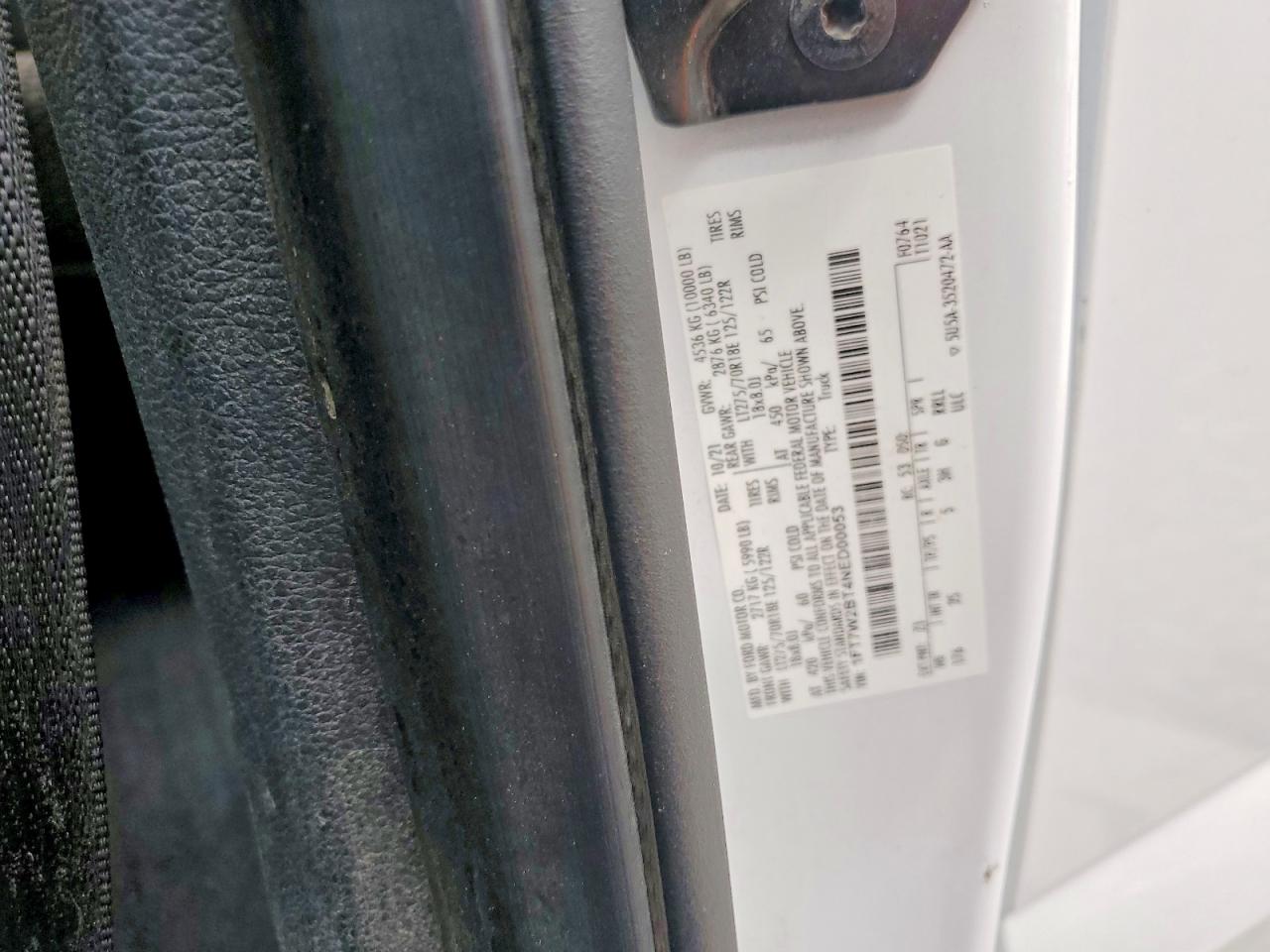 2022 Ford F250 Super Duty White vin: 1FT7W2BT4NED00053