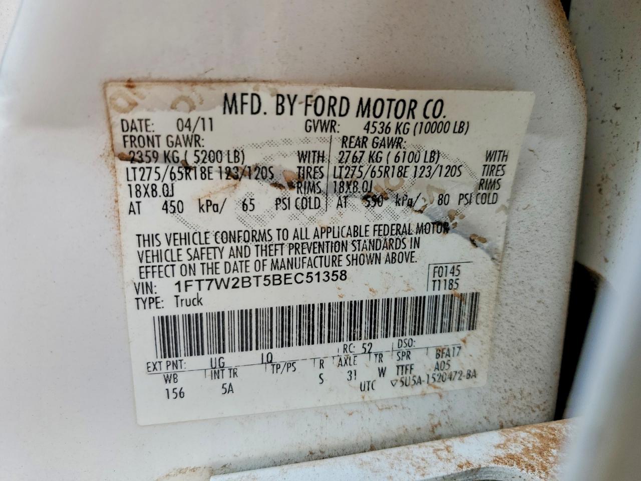 2011 Ford F250 Super Duty Two Tone vin: 1FT7W2BT5BEC51358