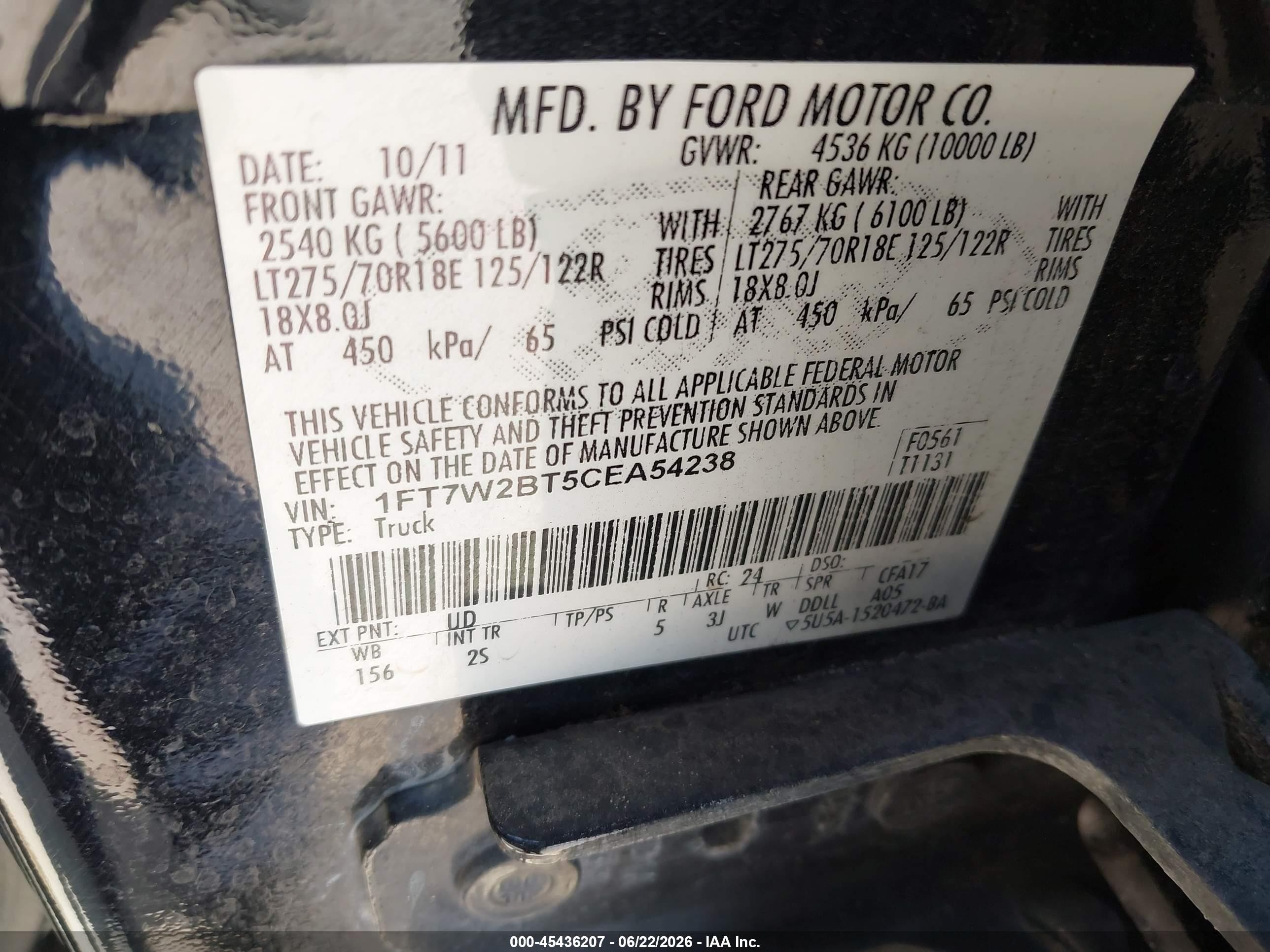 2012 Ford F-250 Xlt Black vin: 1FT7W2BT5CEA54238
