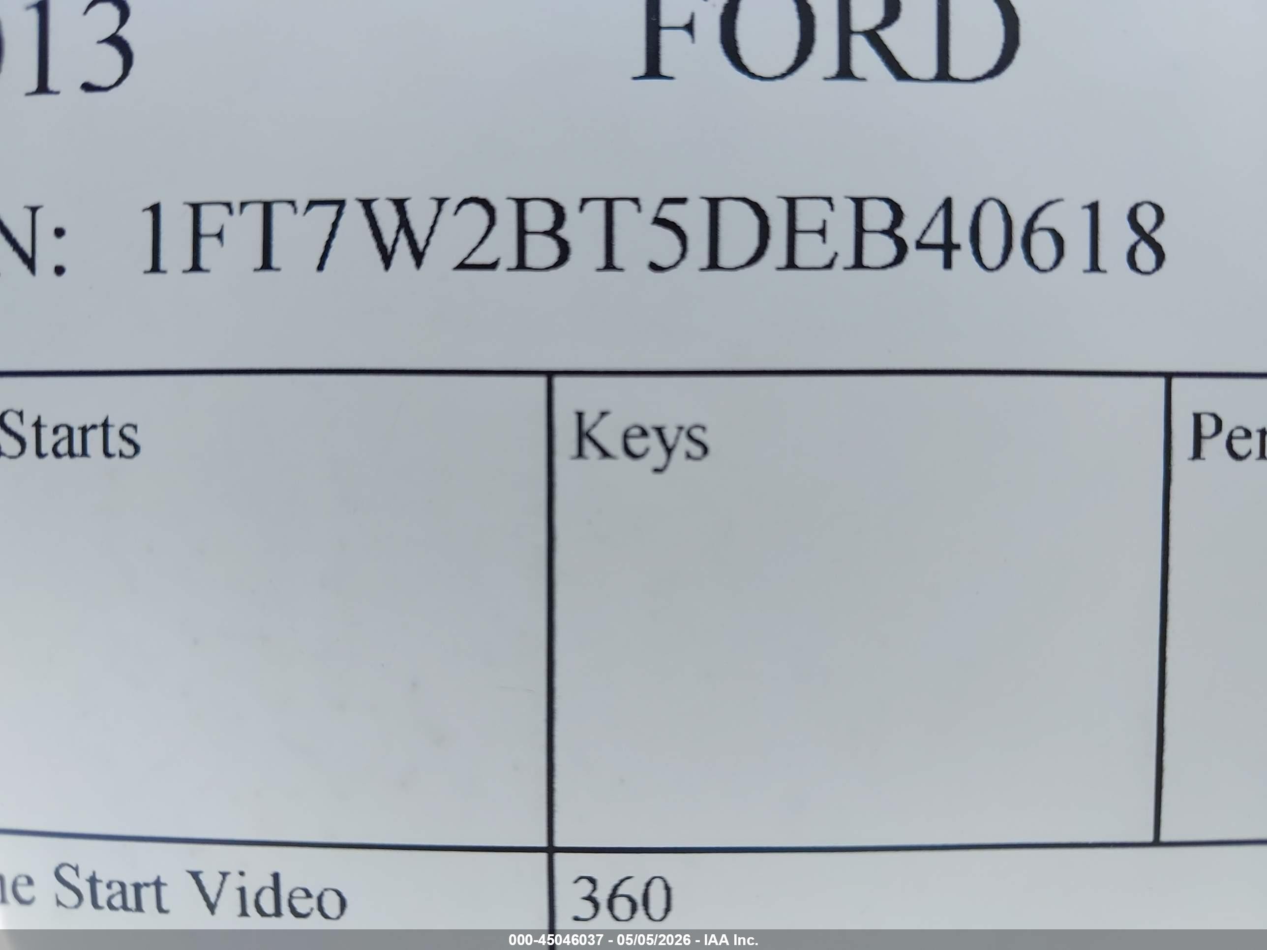 2013 Ford F-250 Xl White vin: 1FT7W2BT5DEB40618