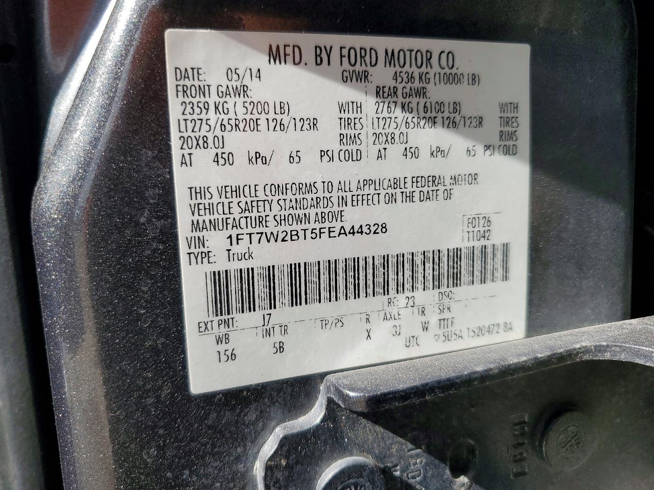 2015 Ford F250 Super Duty Серый vin: 1FT7W2BT5FEA44328