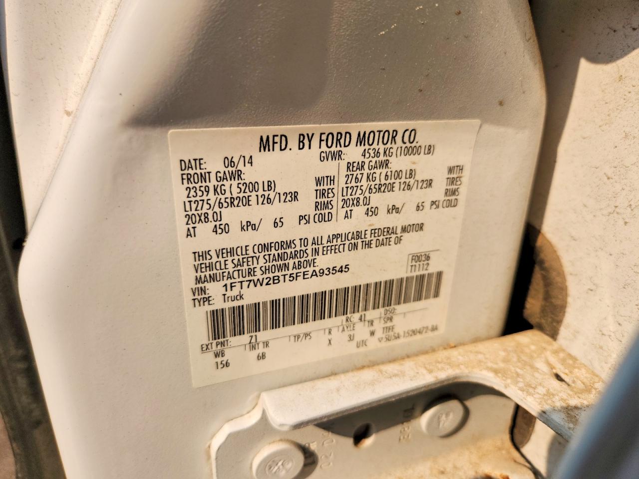 2015 Ford F250 Super Duty White vin: 1FT7W2BT5FEA93545