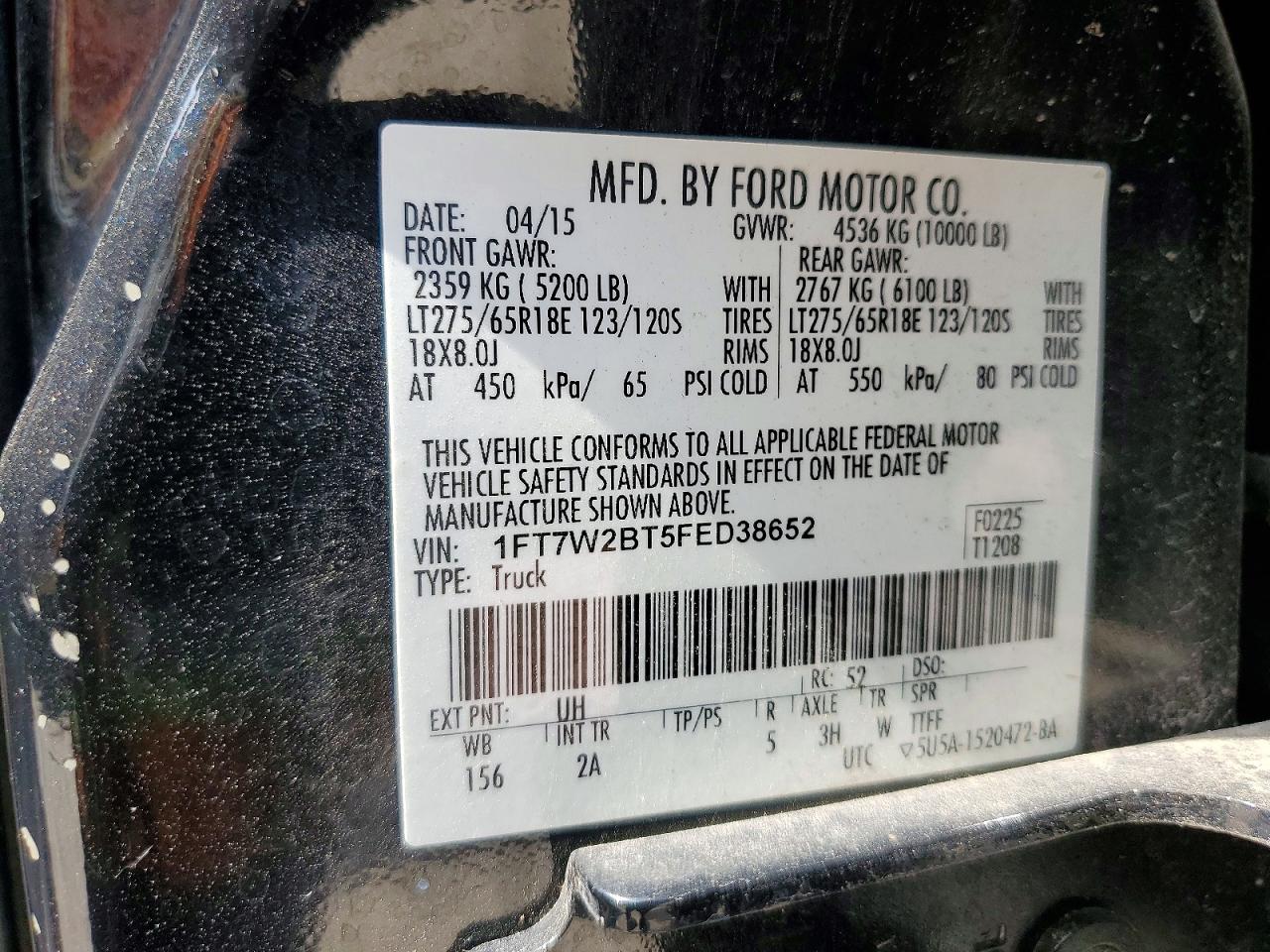 2015 Ford F250 Super Duty Black vin: 1FT7W2BT5FED38652