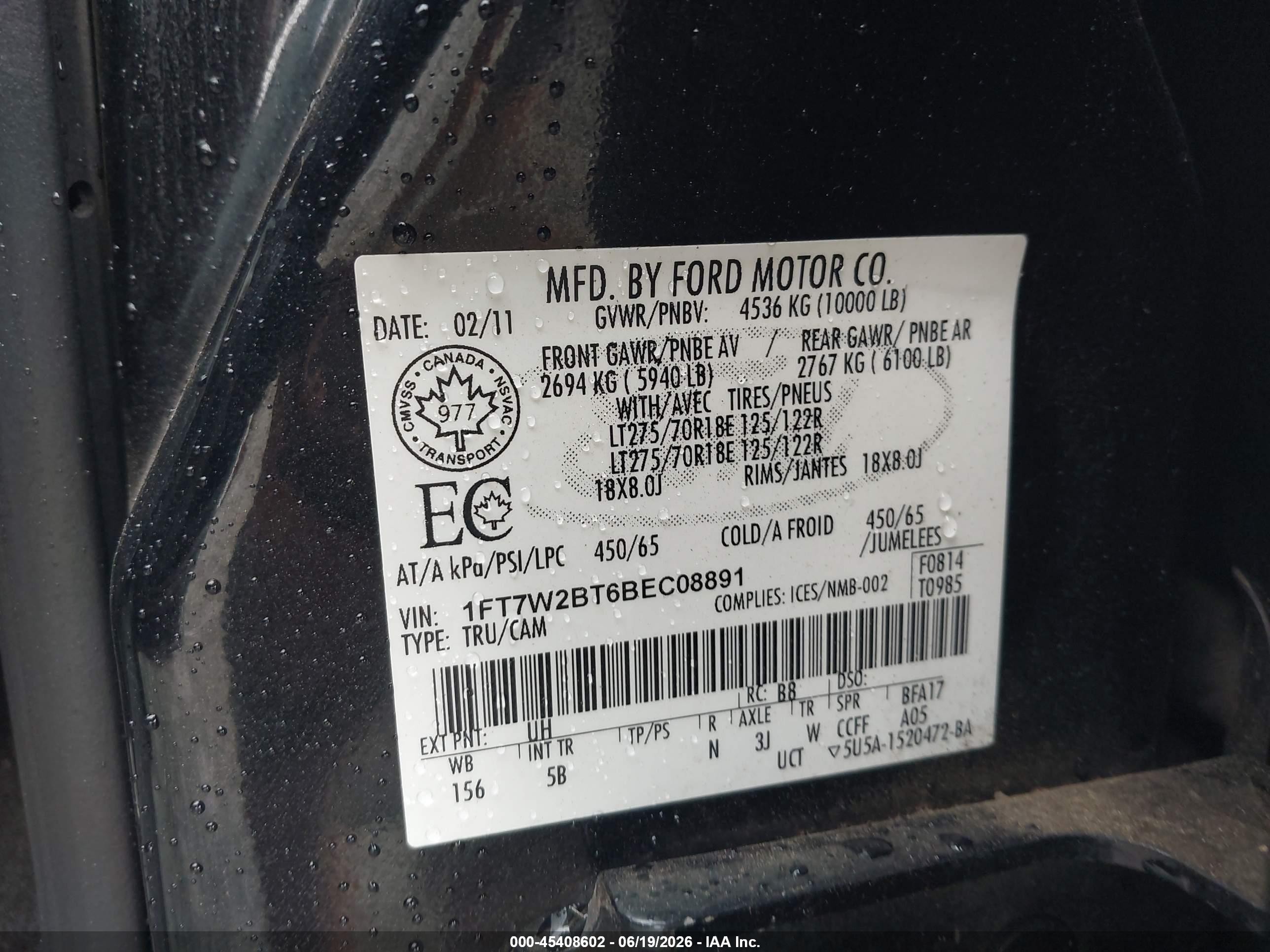 2011 Ford Super Duty F-250 Srw Lariat Black vin: 1FT7W2BT6BEC08891