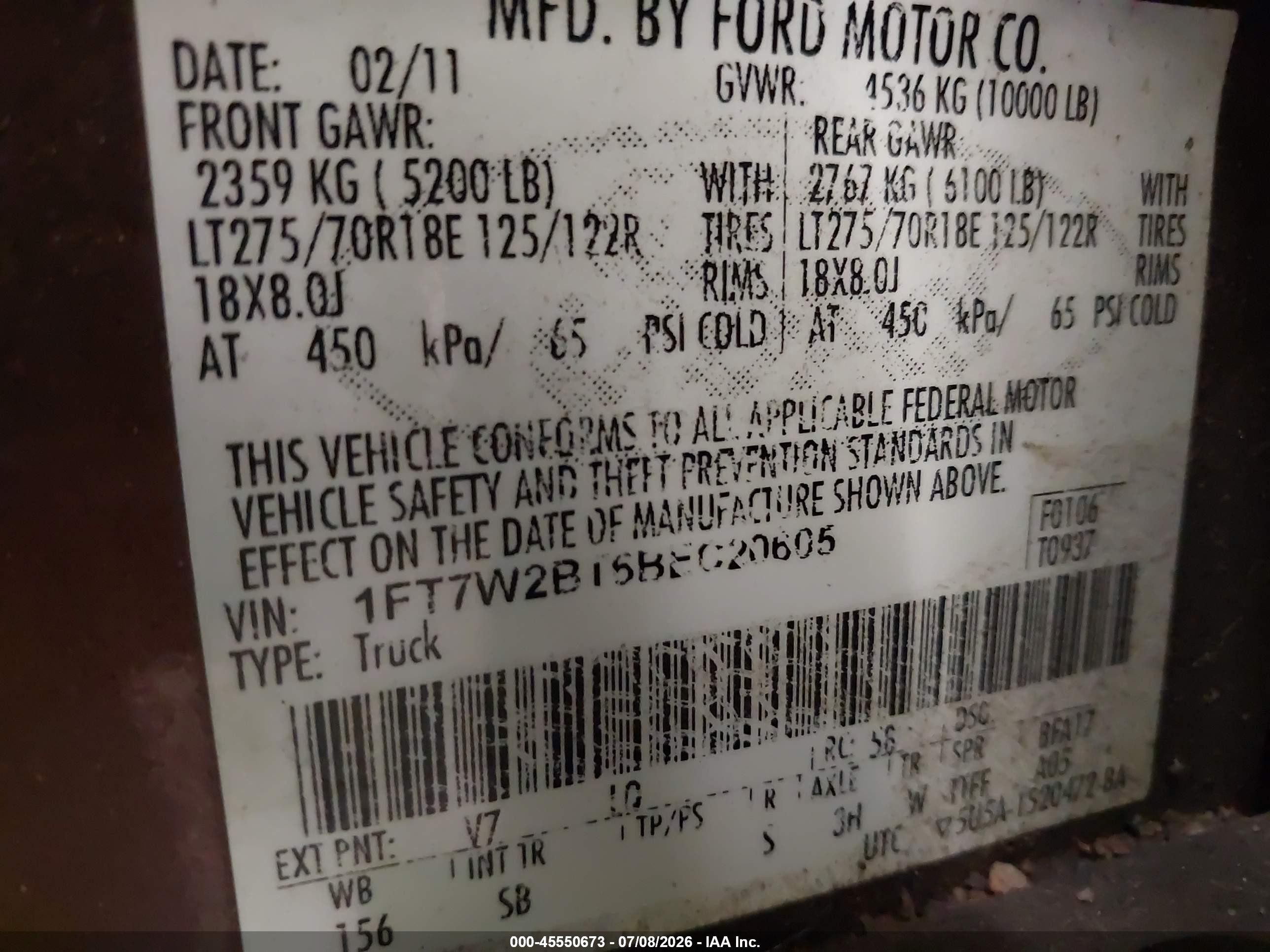 2011 Ford Super Duty F-250 Srw King Ranch/lariat/xl/xlt Brown vin: 1FT7W2BT6BEC20605