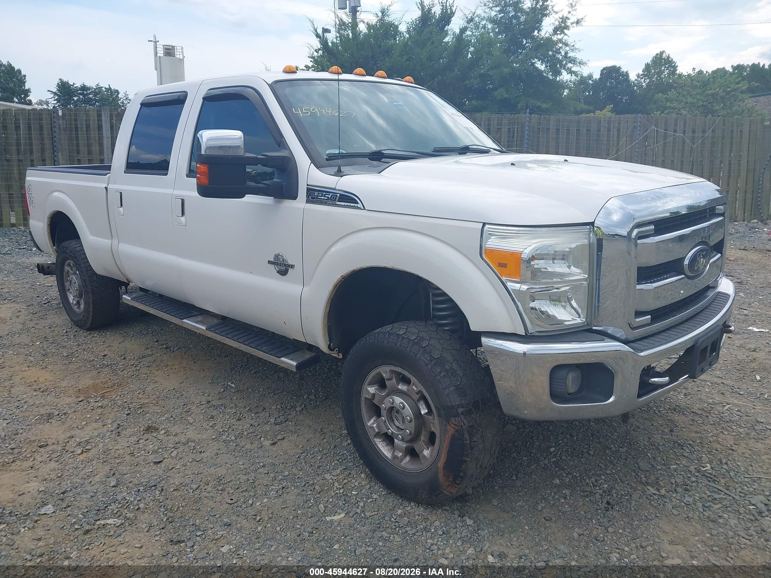 2012 Ford F-250 Lariat White vin: 1FT7W2BT6CEB64635
