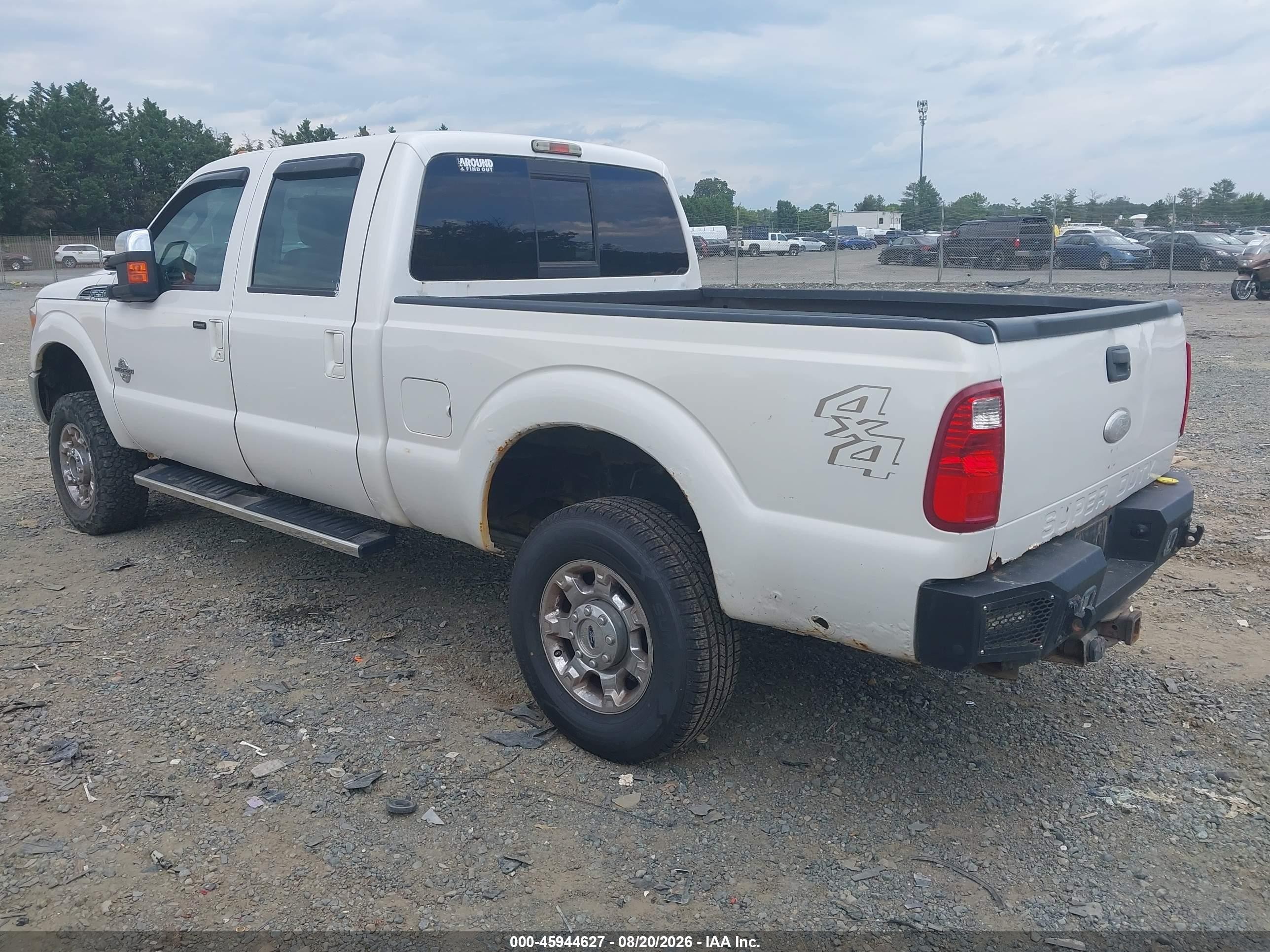 2012 Ford F-250 Lariat White vin: 1FT7W2BT6CEB64635