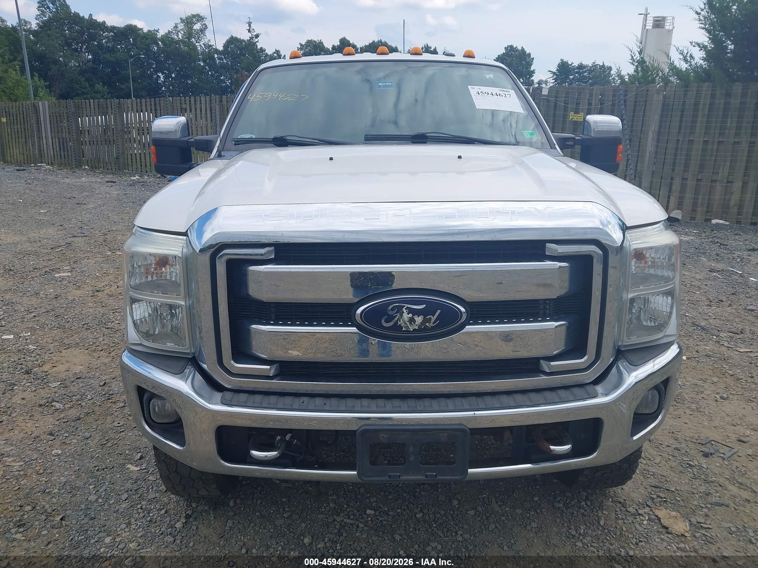 2012 Ford F-250 Lariat White vin: 1FT7W2BT6CEB64635