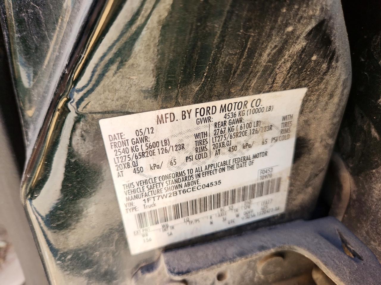 2012 Ford F250 Super Duty Green vin: 1FT7W2BT6CEC04535