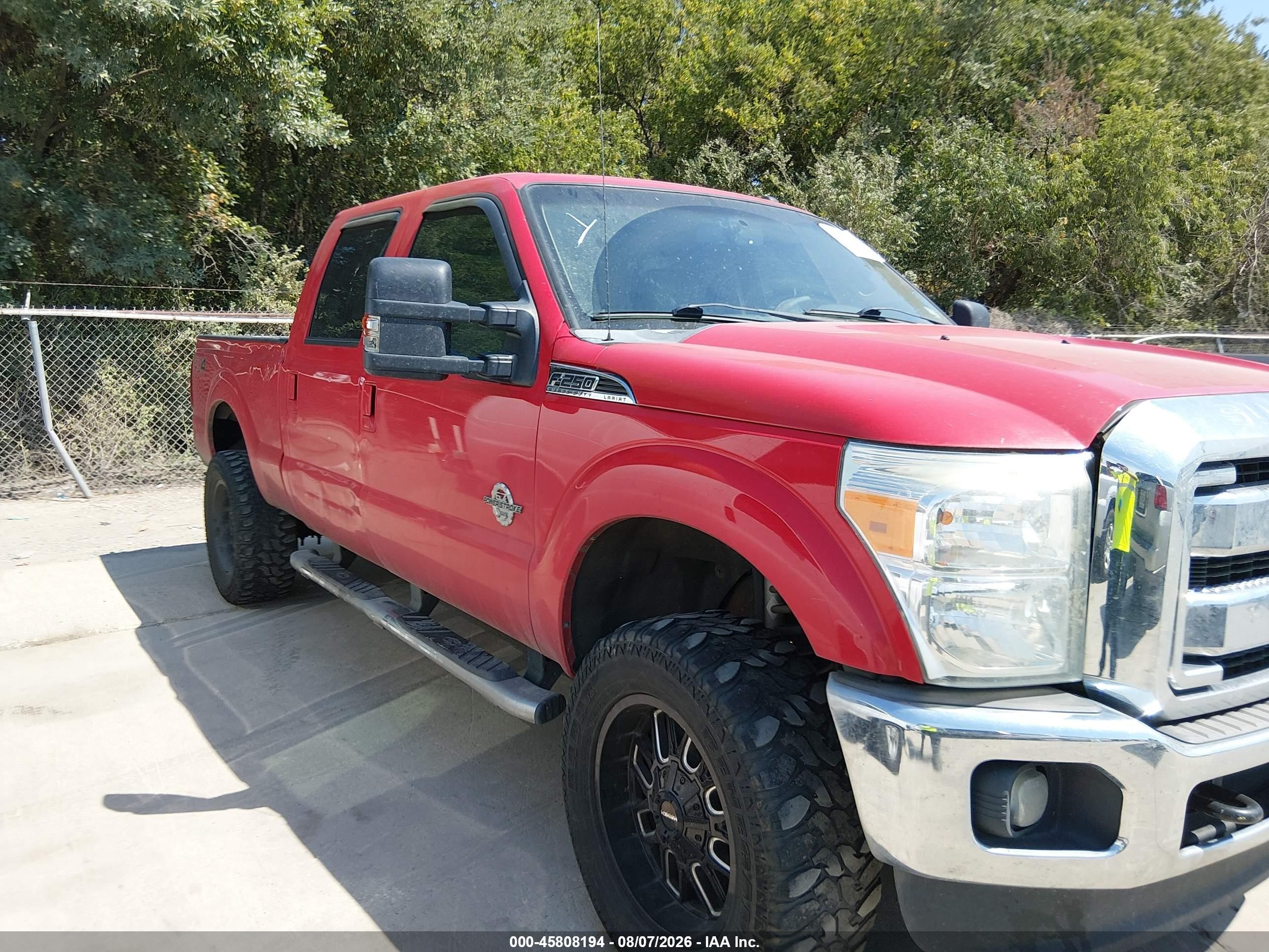 2012 Ford F-250 Lariat Red vin: 1FT7W2BT6CEC09105