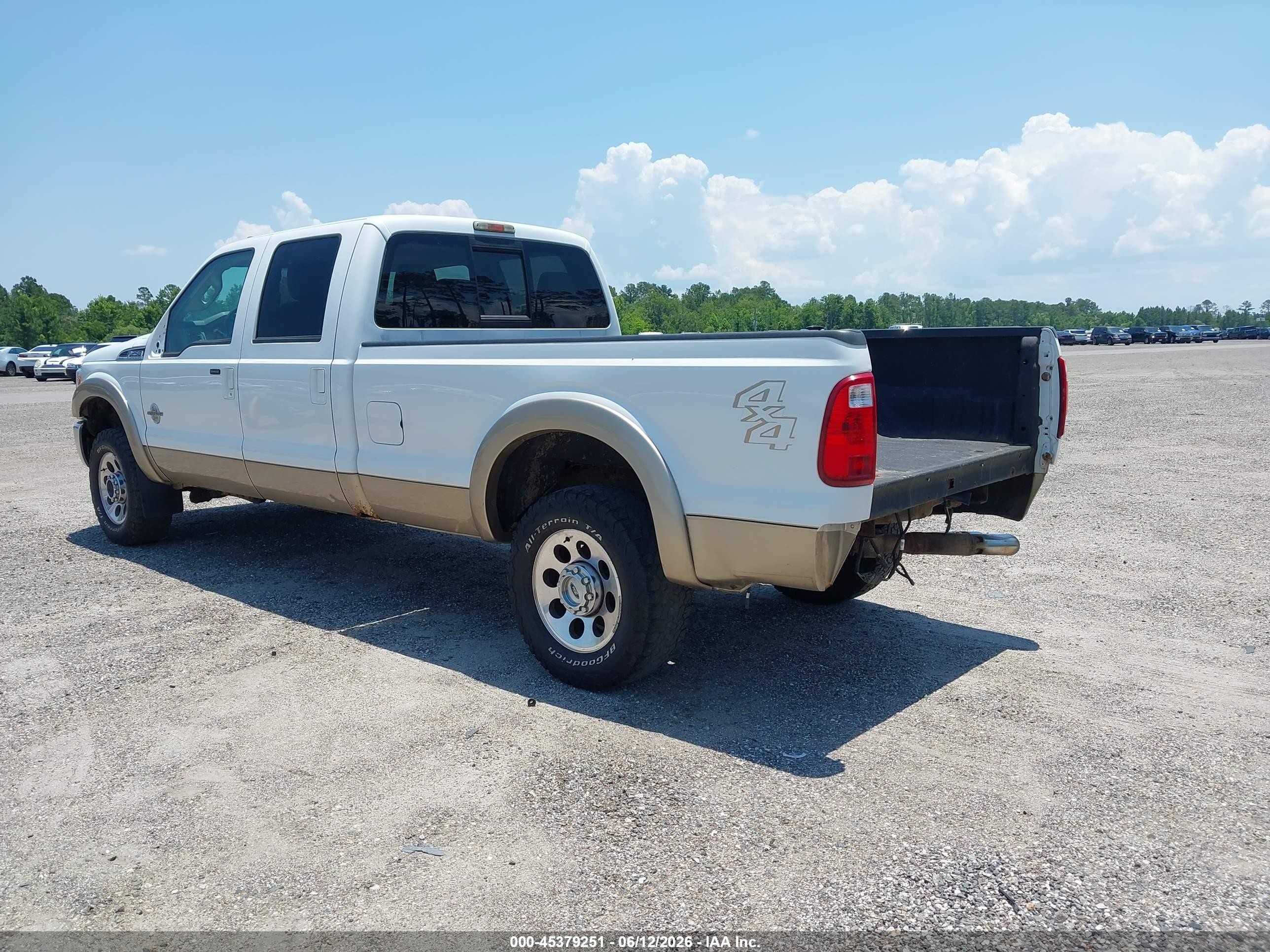 2013 Ford Super Duty F-250 Srw Lariat White vin: 1FT7W2BT6DEB16599