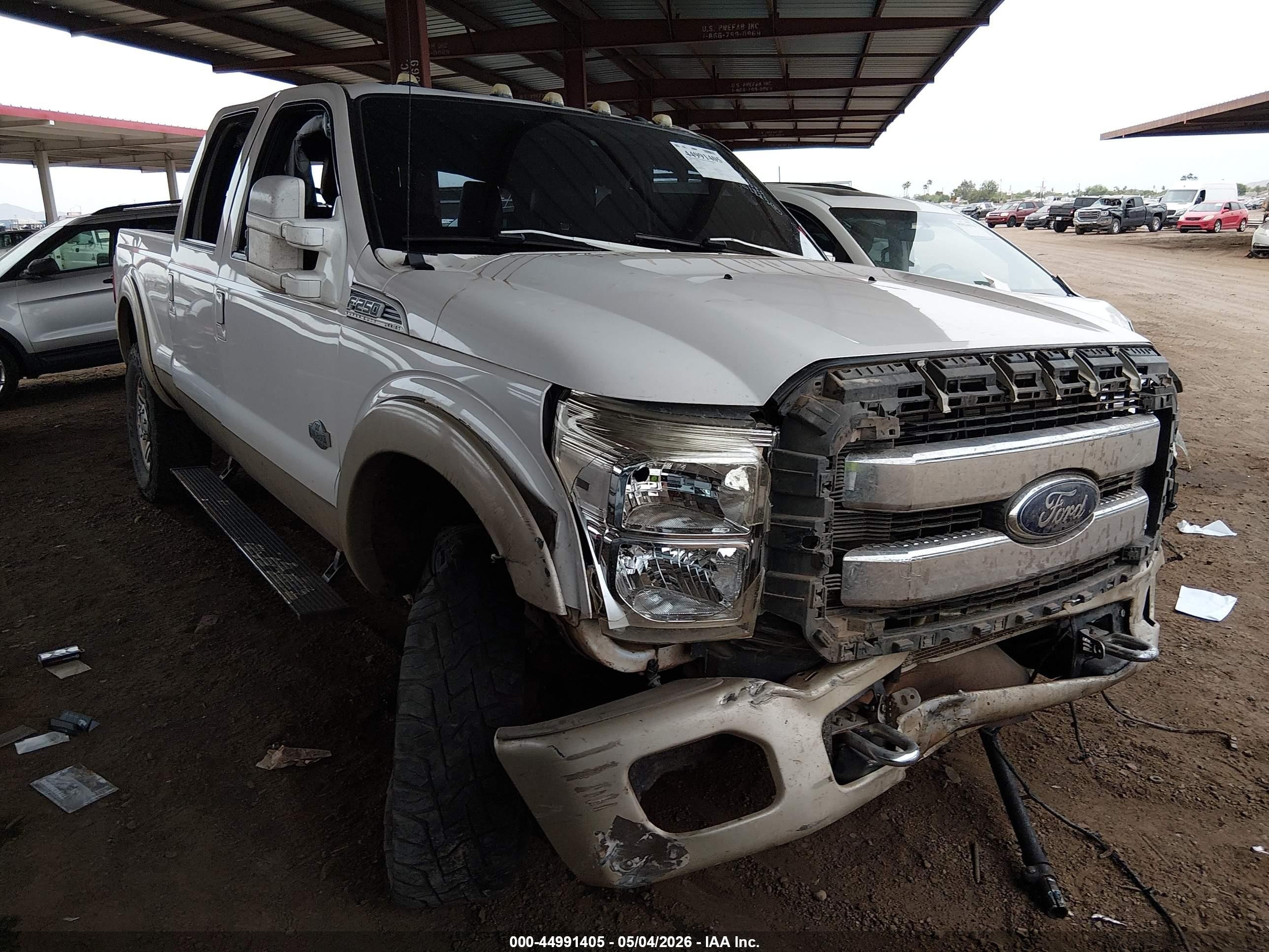 2013 Ford F-250 Lariat White vin: 1FT7W2BT6DEB34200