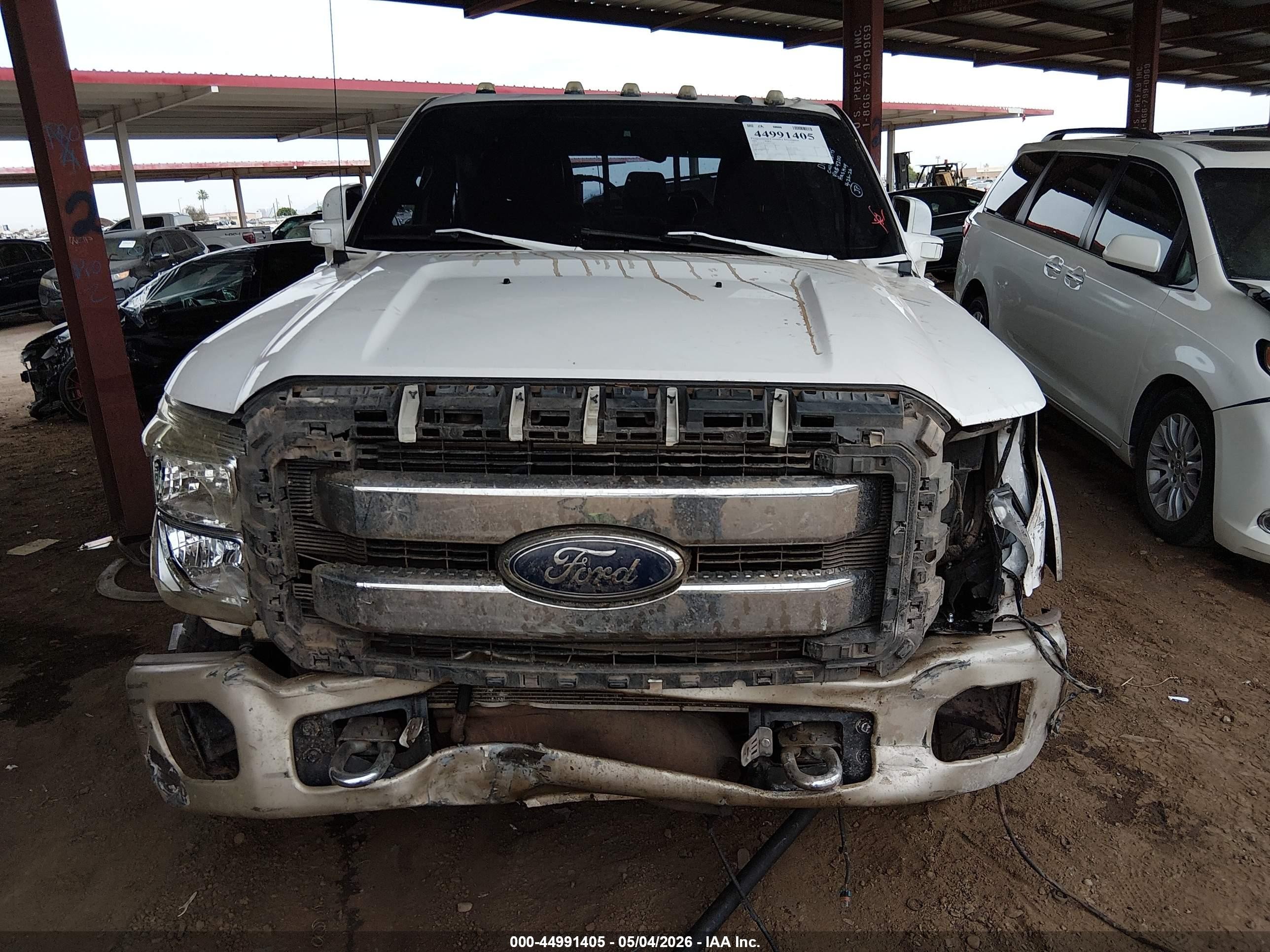 2013 Ford F-250 Lariat White vin: 1FT7W2BT6DEB34200