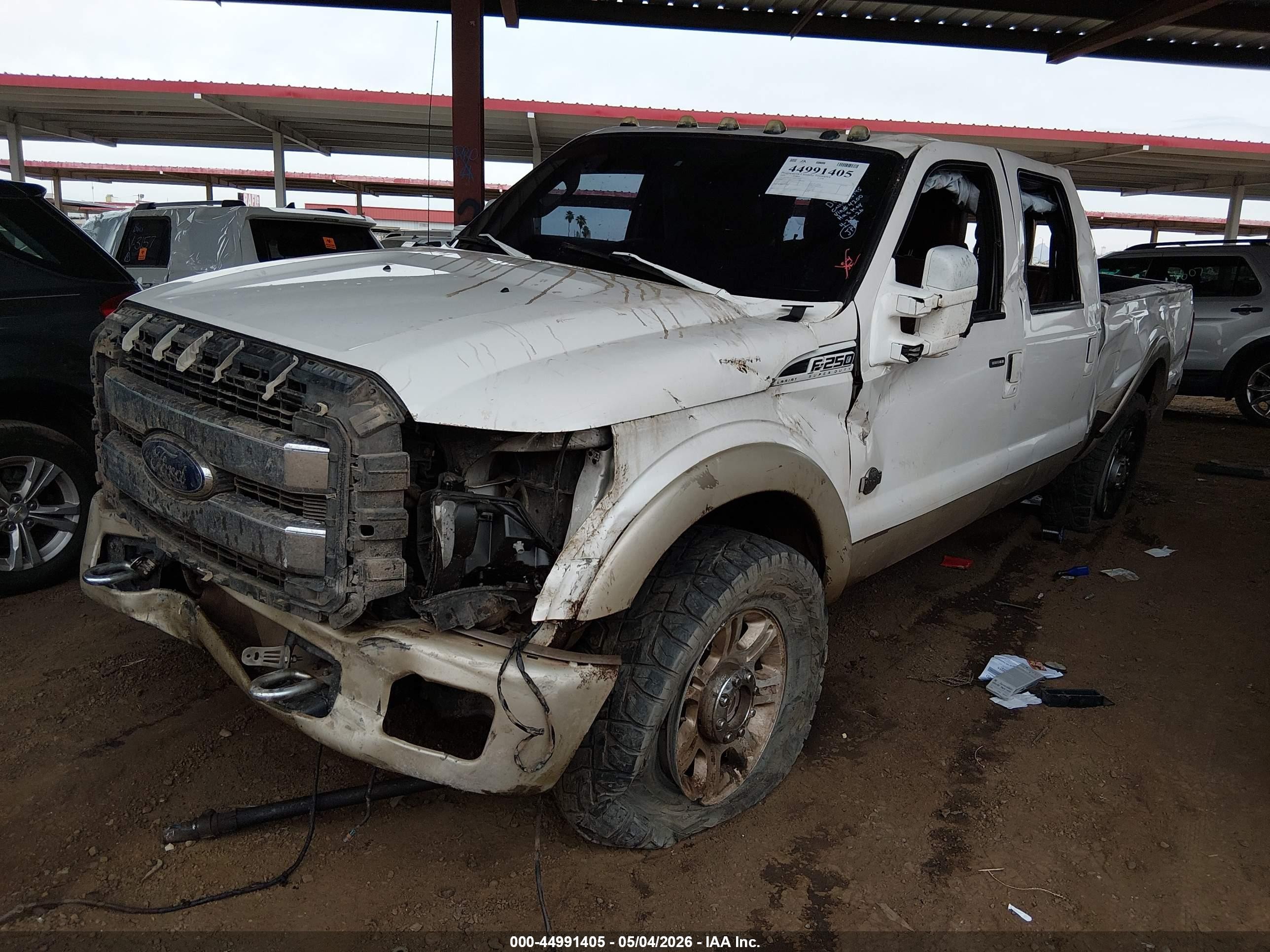 2013 Ford F-250 Lariat White vin: 1FT7W2BT6DEB34200
