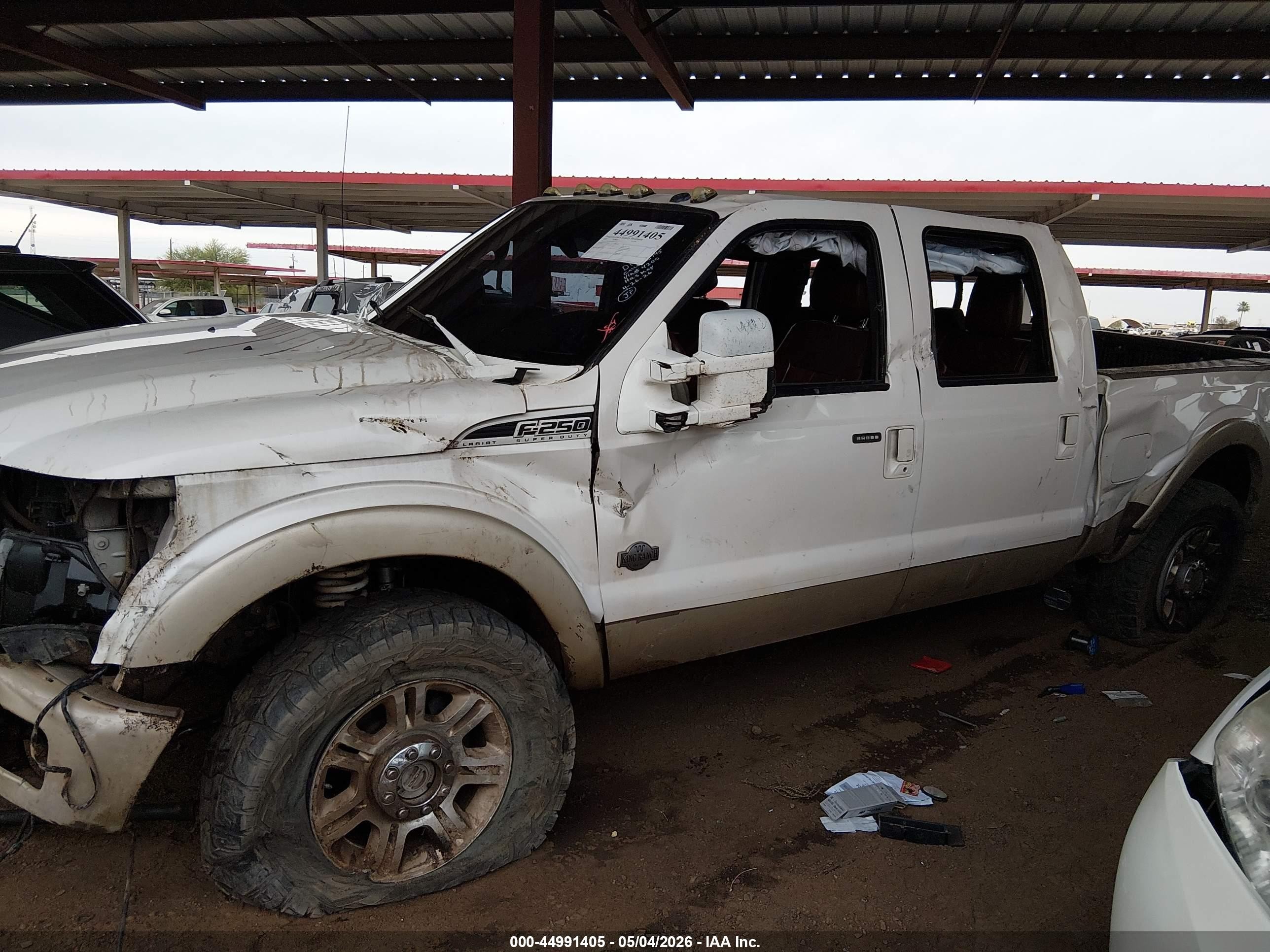 2013 Ford F-250 Lariat White vin: 1FT7W2BT6DEB34200