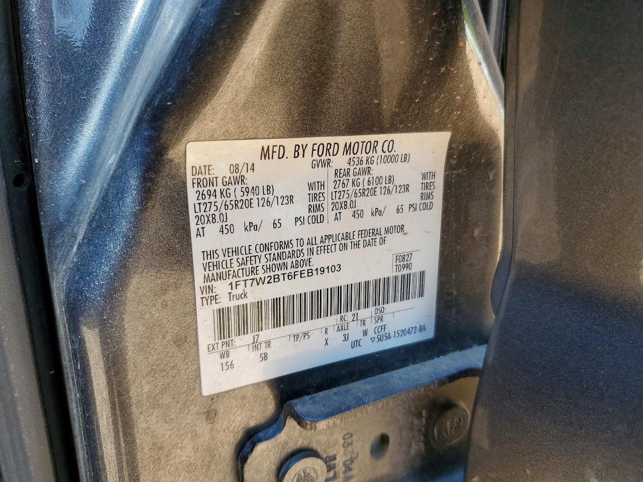2015 Ford F250 Super Duty Gray vin: 1FT7W2BT6FEB19103