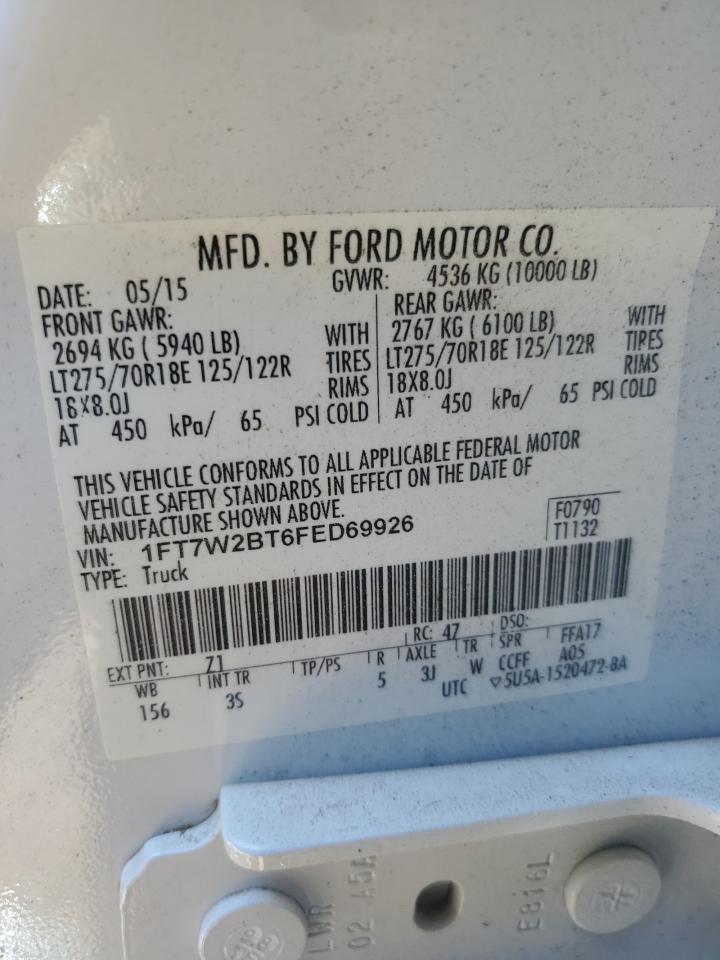 2015 Ford F250 Super Duty Белый vin: 1FT7W2BT6FED69926