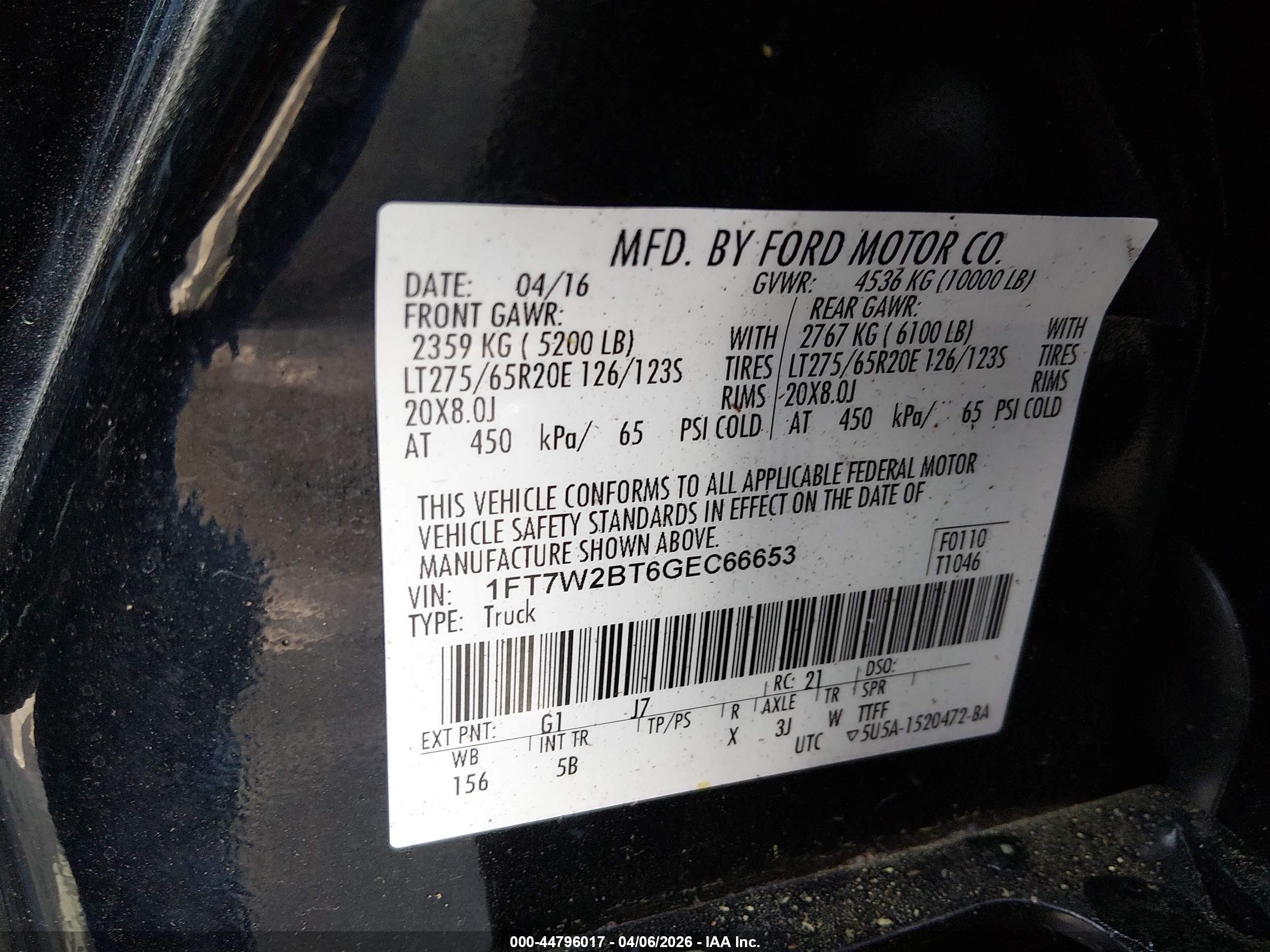 2016 Ford F-250 Lariat Black vin: 1FT7W2BT6GEC66653