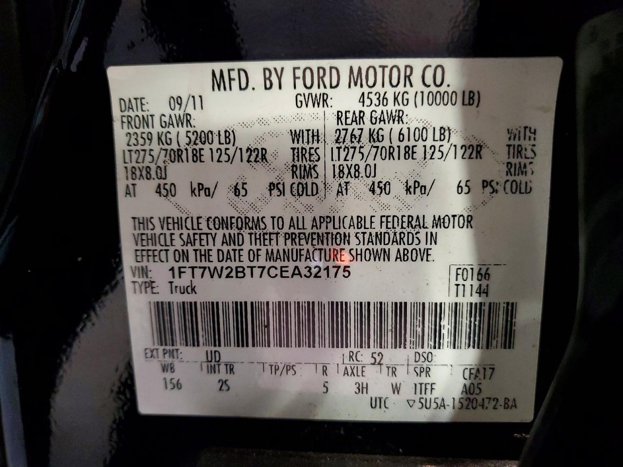 2012 Ford F250 Super Duty Black vin: 1FT7W2BT7CEA32175