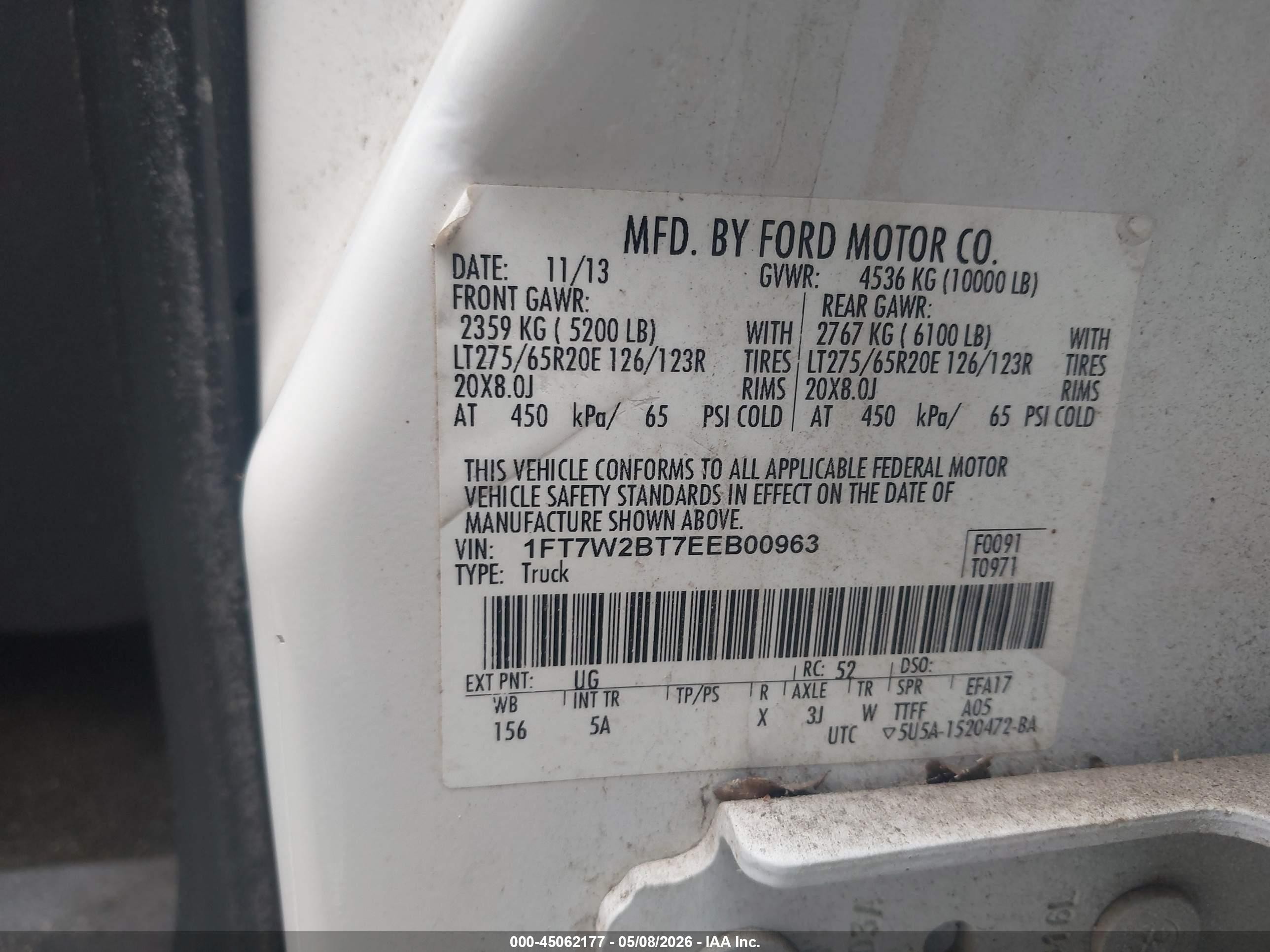 2014 Ford F-250 Lariat Белый vin: 1FT7W2BT7EEB00963