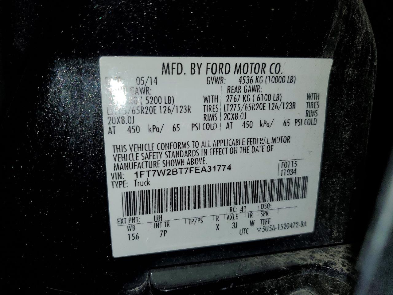 2015 Ford F250 Super Duty Black vin: 1FT7W2BT7FEA31774