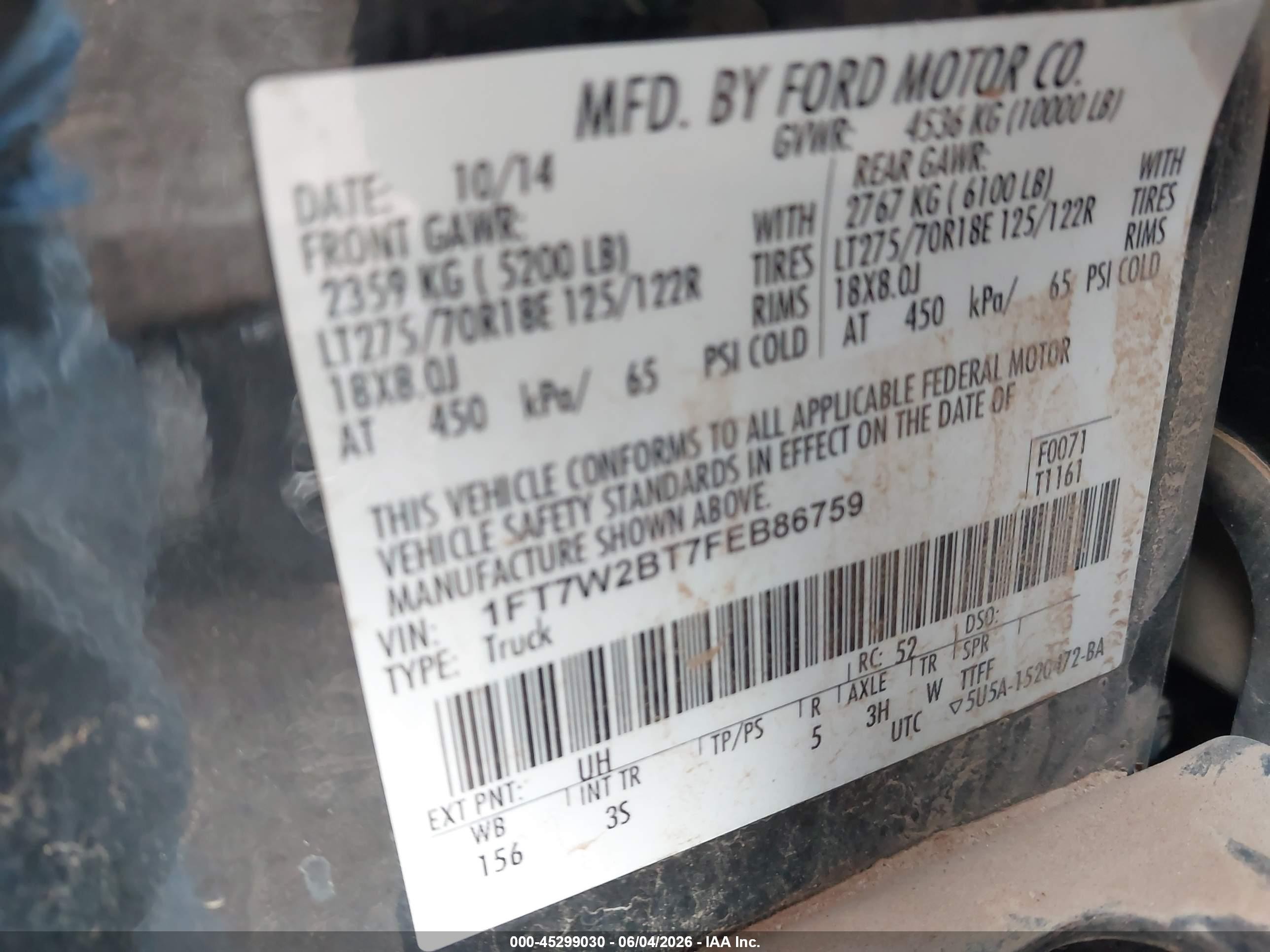 2015 Ford F-250 Xlt Черный vin: 1FT7W2BT7FEB86759