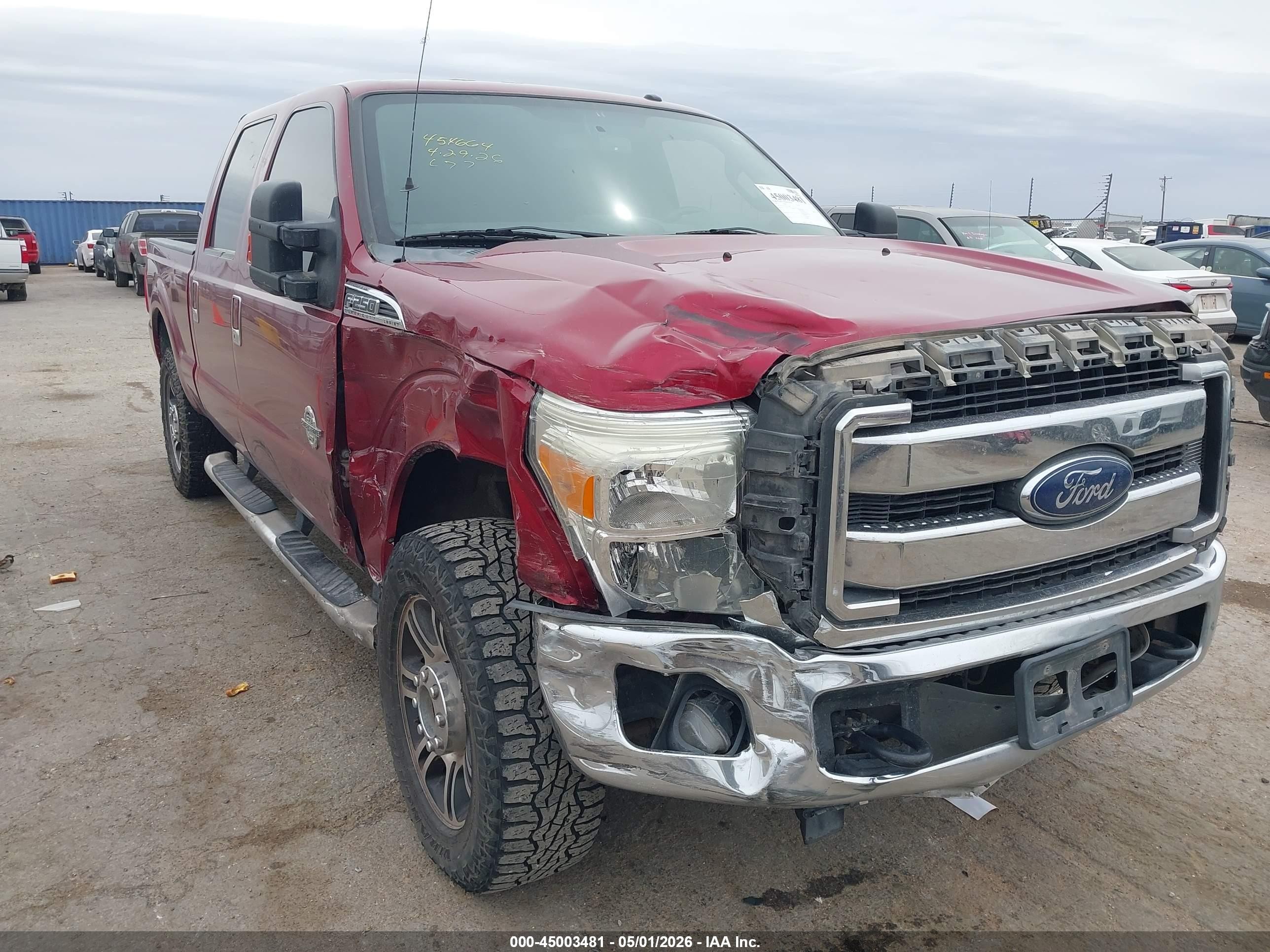 2015 Ford F-250 Xl Red vin: 1FT7W2BT7FEC76266