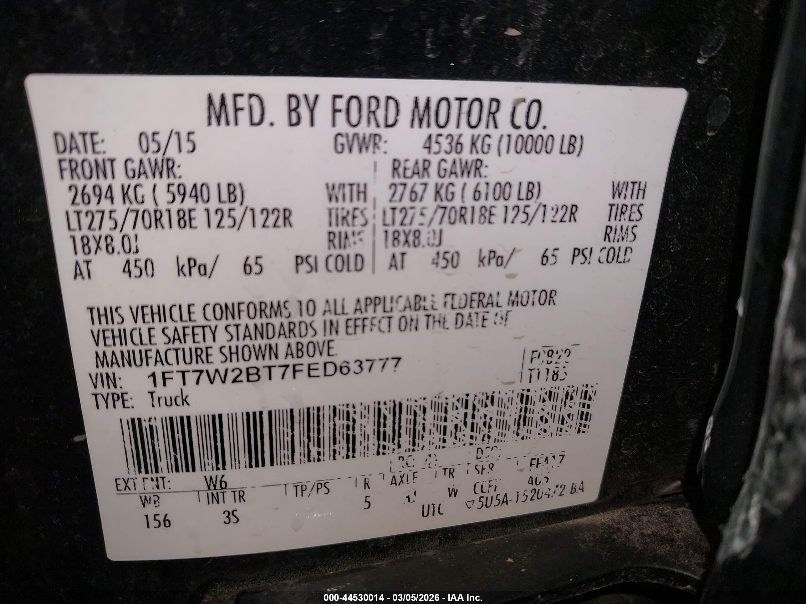 2015 Ford F-250 Xlt Black vin: 1FT7W2BT7FED63777