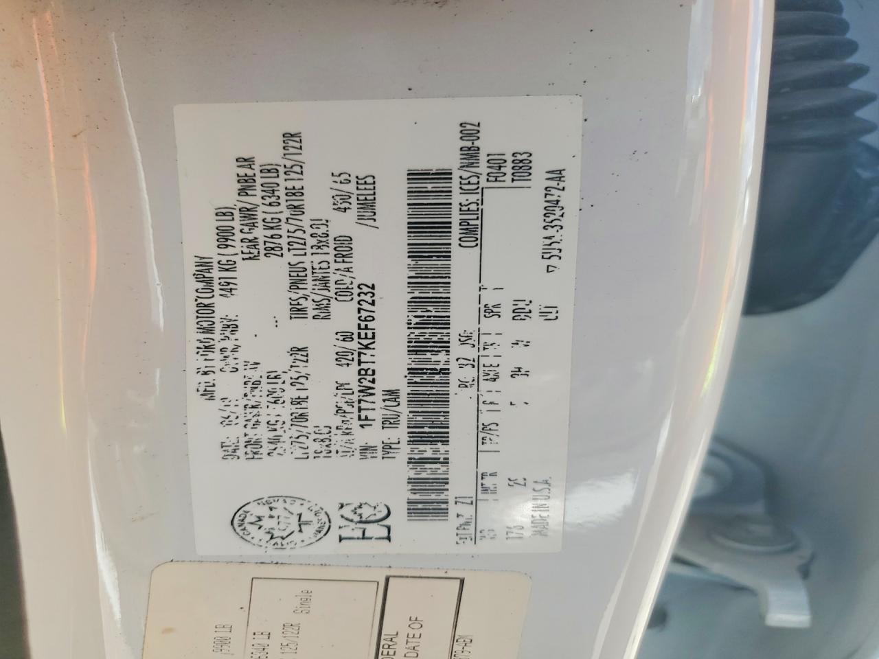 2019 Ford F250 Super Duty White vin: 1FT7W2BT7KEF67232