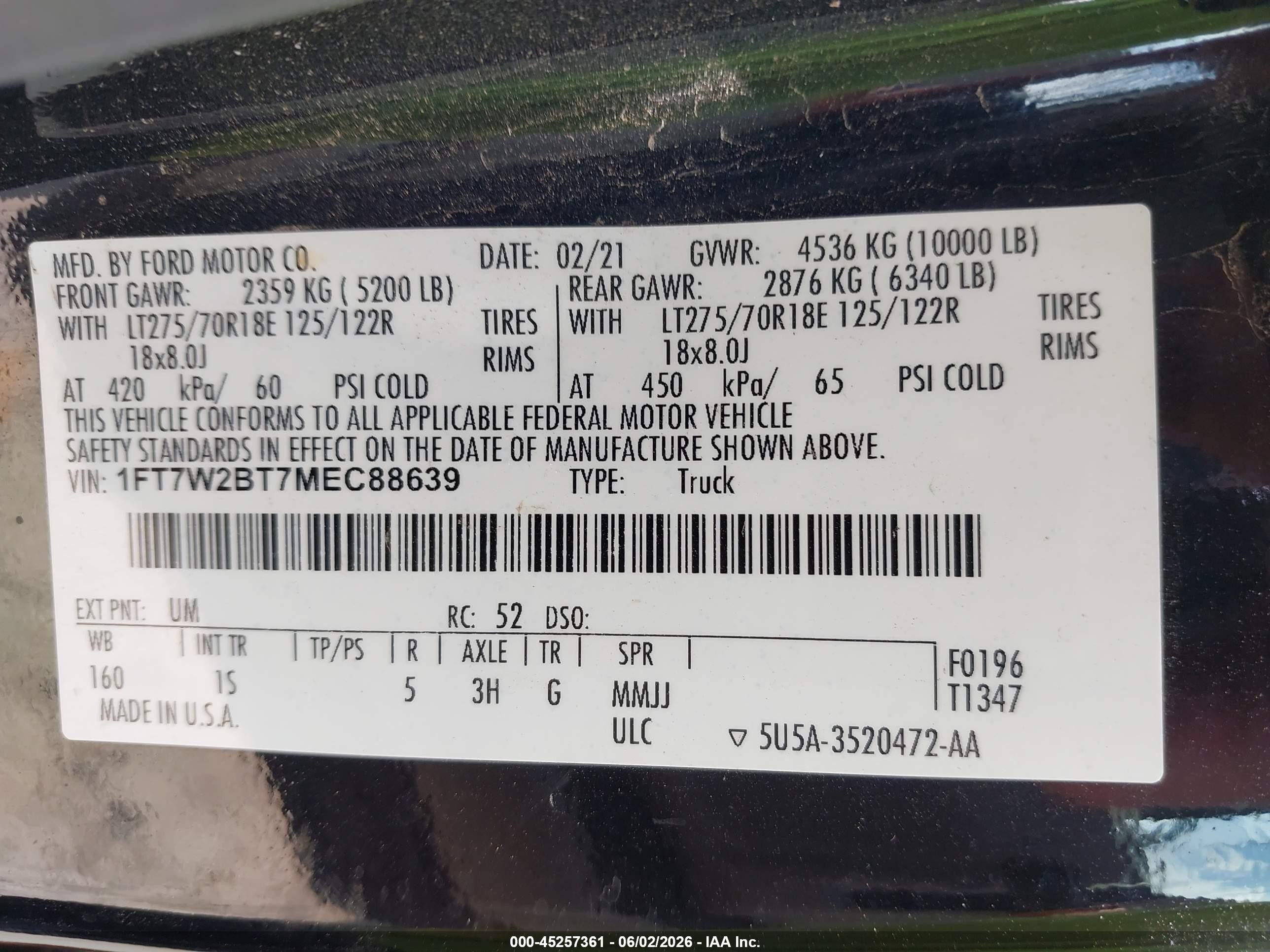 2021 Ford F-250 Xl Черный vin: 1FT7W2BT7MEC88639